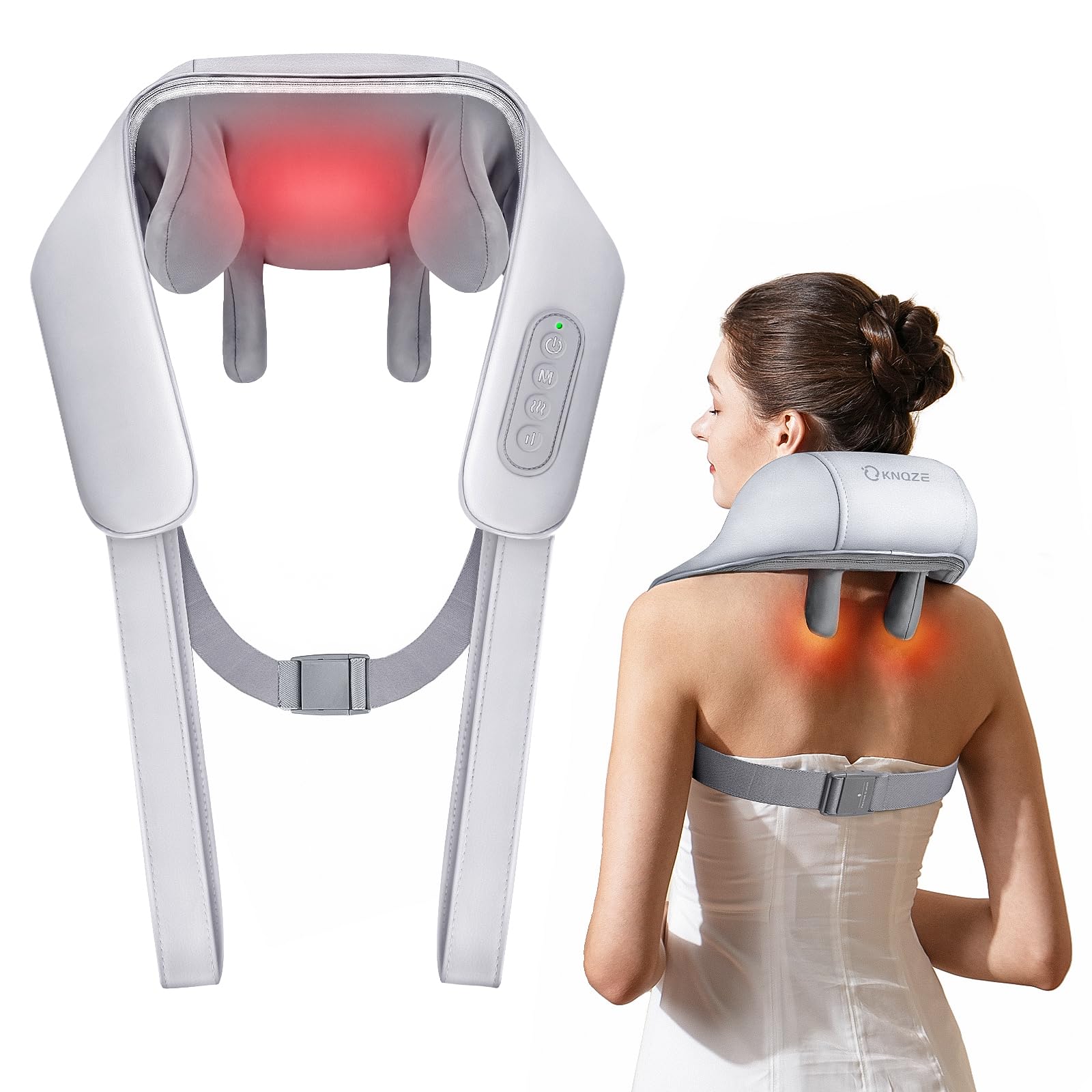 KNQZE Neck Massager with Heat, Cordless Deep Tissue 4D Expert Kneading Massage, Shiatsu Neck and Shoulder Massage Pillow for Neck, Traps, Back and Leg Pain Relief - Image 2