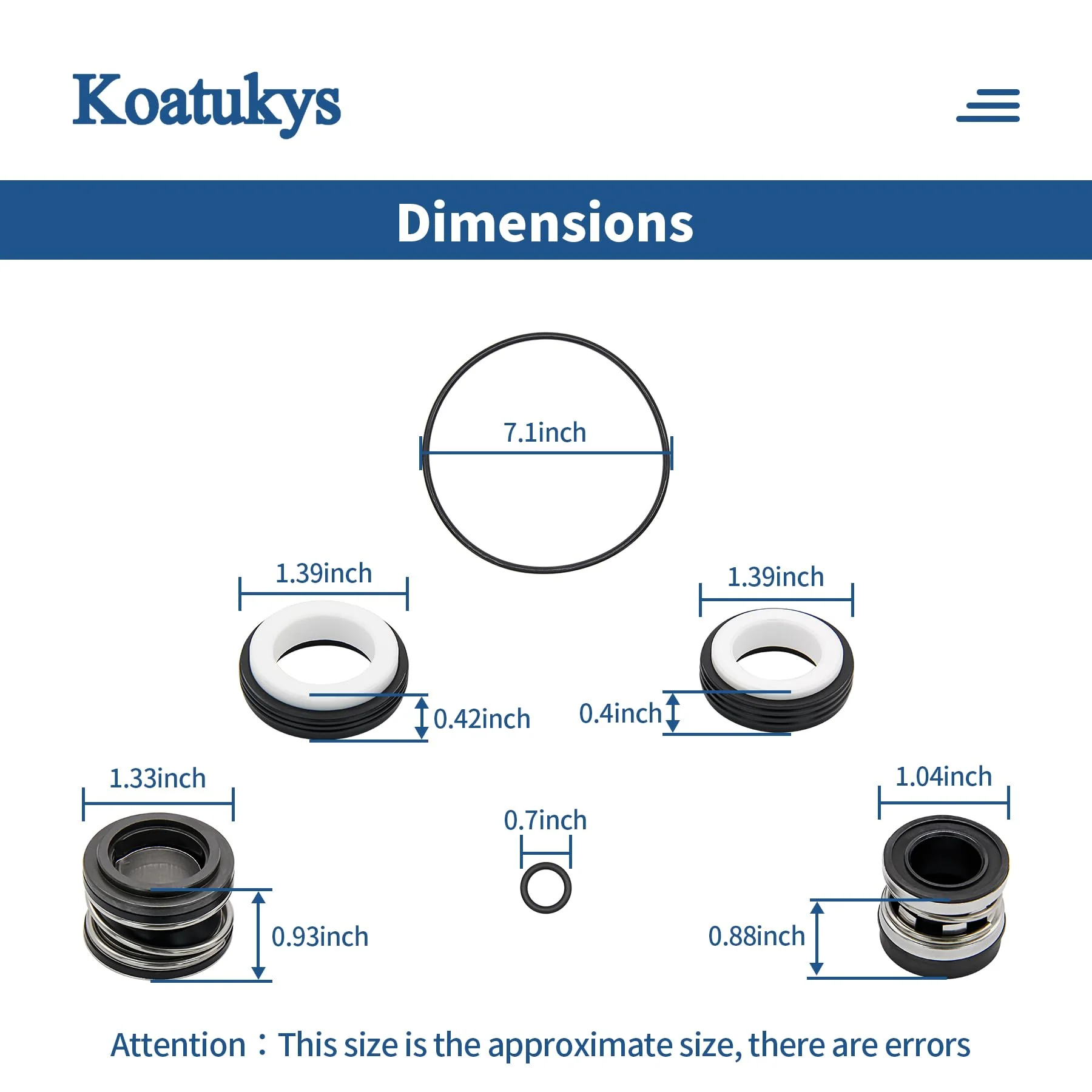 Koatukys PB4-60 Booster Pump Shaft Seal & O-Ring Rebuild Kit Replacement for Polaris 3/4 hp 2012- Later Pool Pump - Image 3