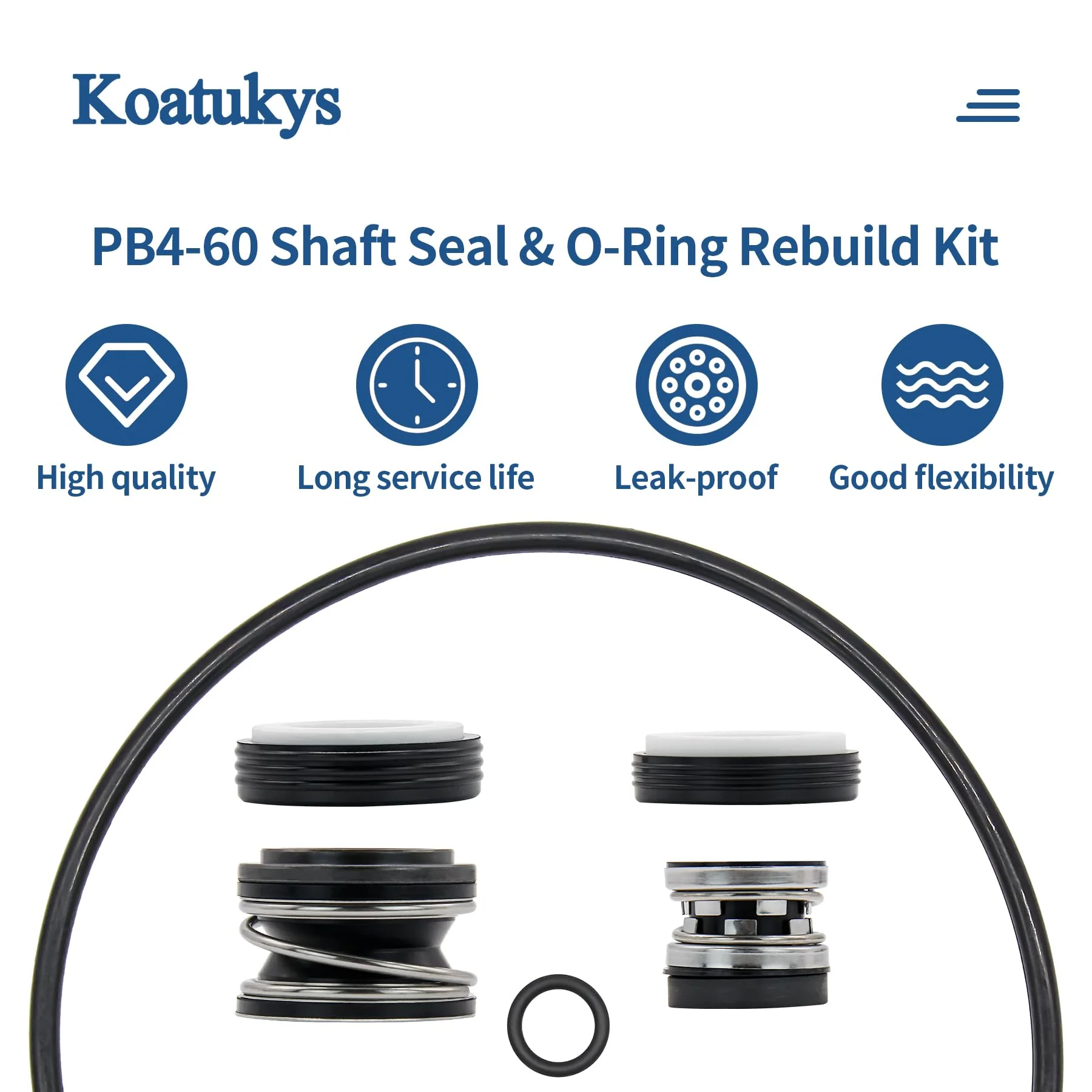 Koatukys PB4-60 Booster Pump Shaft Seal & O-Ring Rebuild Kit Replacement for Polaris 3/4 hp 2012- Later Pool Pump - Image 4