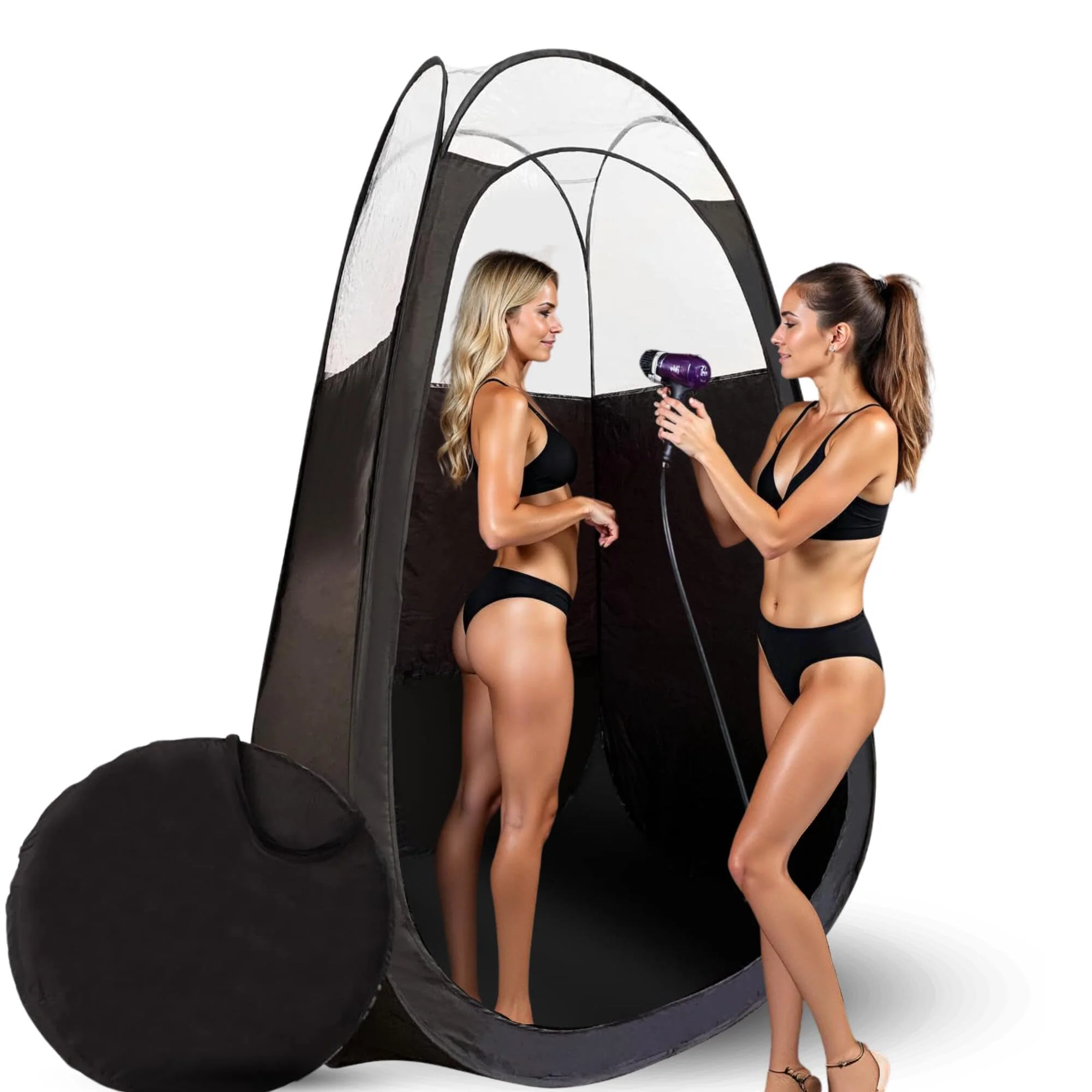 KobbTan Large Deluxe Spray Tan Tent – Pop Up Tent Portable Tanning Booth with Carry Case – Clear Window for Perfect Spray Tanning – Extraction Fan Opening – Easy Clean Spray Tan for Home & Salon