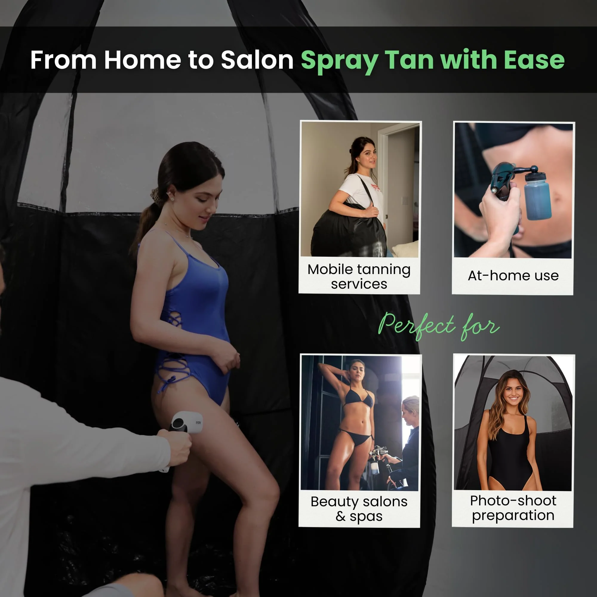 KobbTan Large Deluxe Spray Tan Tent – Pop Up Tent Portable Tanning Booth with Carry Case – Clear Window for Perfect Spray Tanning – Extraction Fan Opening – Easy Clean Spray Tan for Home & Salon - Image 6