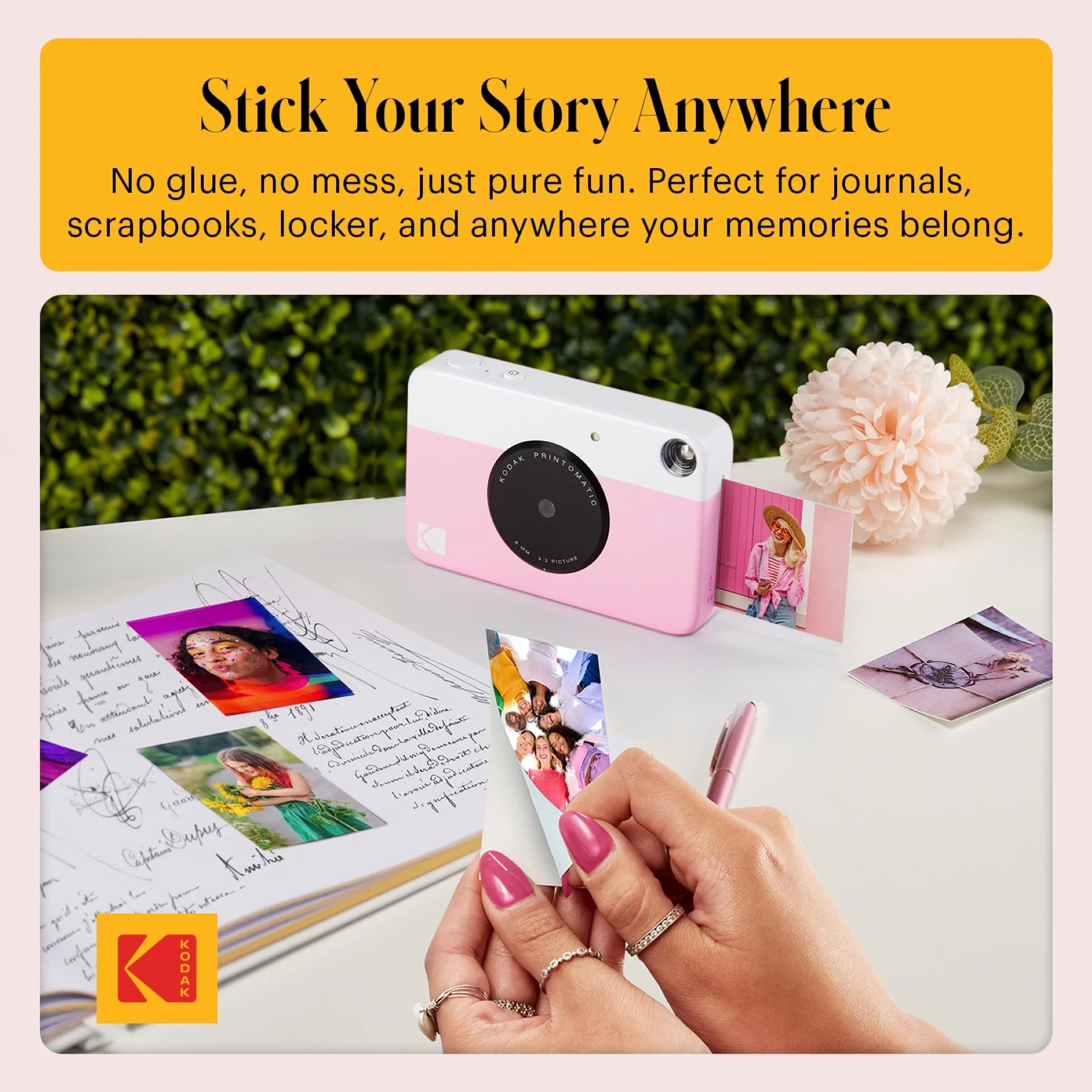 KODAK Printomatic Full-Color Instant Print Digital Camera, Zink 2x3" (5.1x7.5 cm) Sticky-Back Photo Paper, 5MP, Portable, Creative Fun Gift for Birthday, Christmas, Holiday, Pink - Image 6