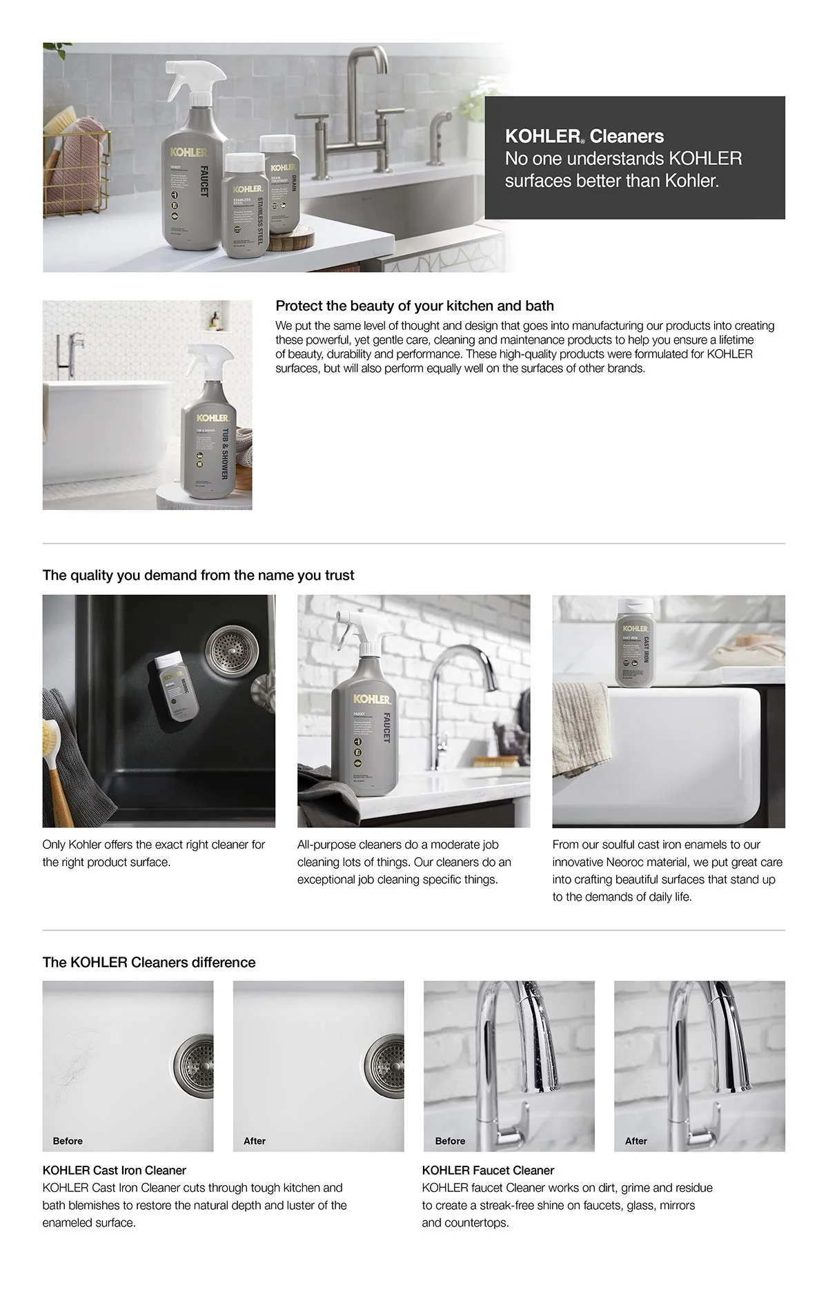 KOHLER K-EC23732-NA Tub and Shower Cleaner, Bathroom Cleaner, Restores Acrylic, Tile, Enameled cast iron, Lithocast, Residue Free, 28 FL Oz - Image 2