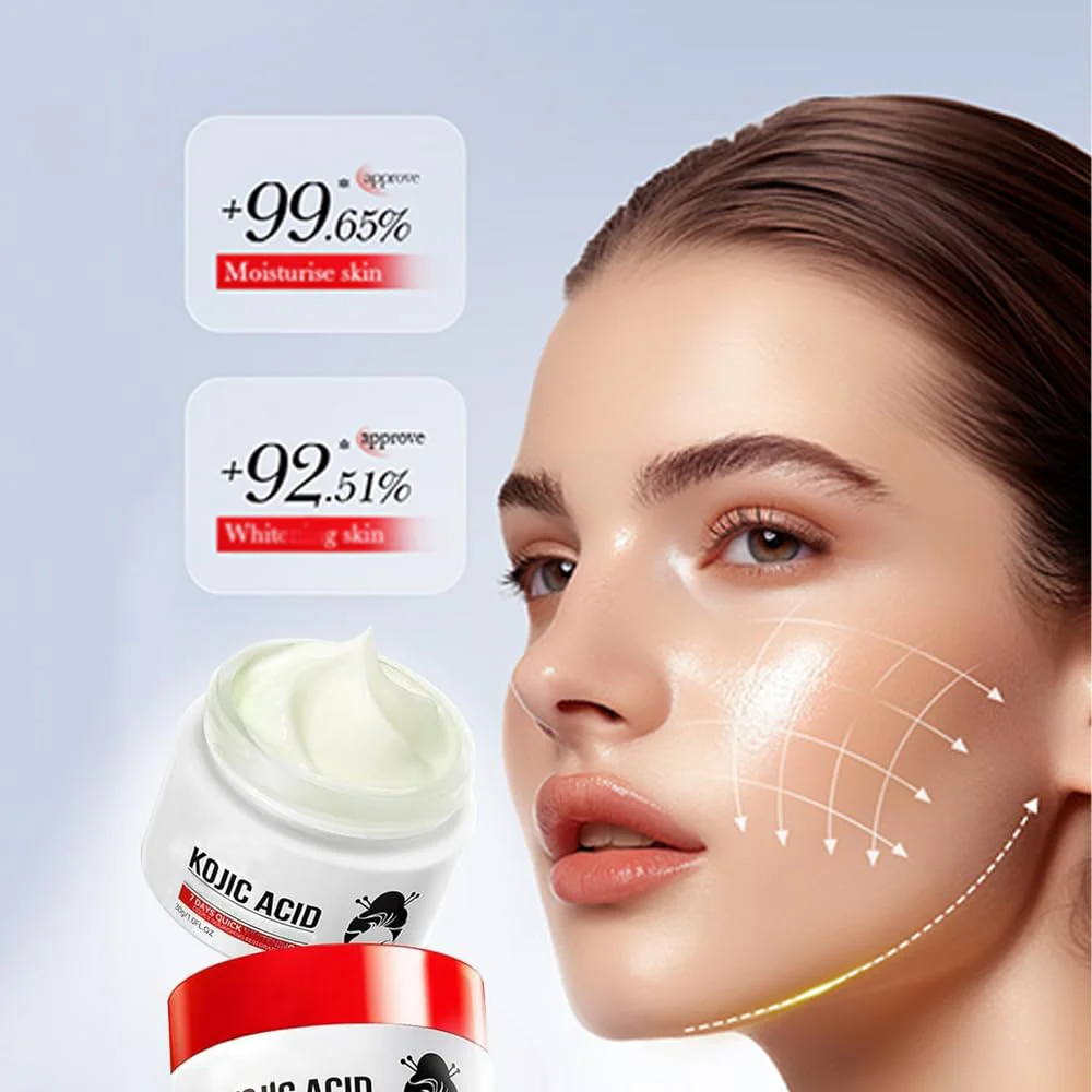 Kojic Acid Cream, Face and Body Gel, Dark Spots, Melasma, Natural Ingredients, Moisturizing and Mild Effect (2pcs acido kojico) - Image 2