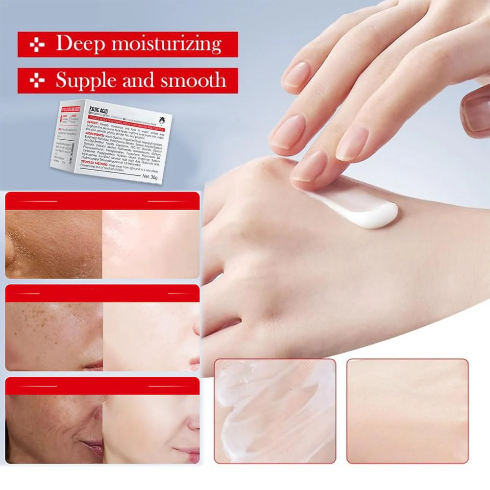 Kojic Acid Cream, Face and Body Gel, Dark Spots, Melasma, Natural Ingredients, Moisturizing and Mild Effect (2pcs acido kojico) - Image 5