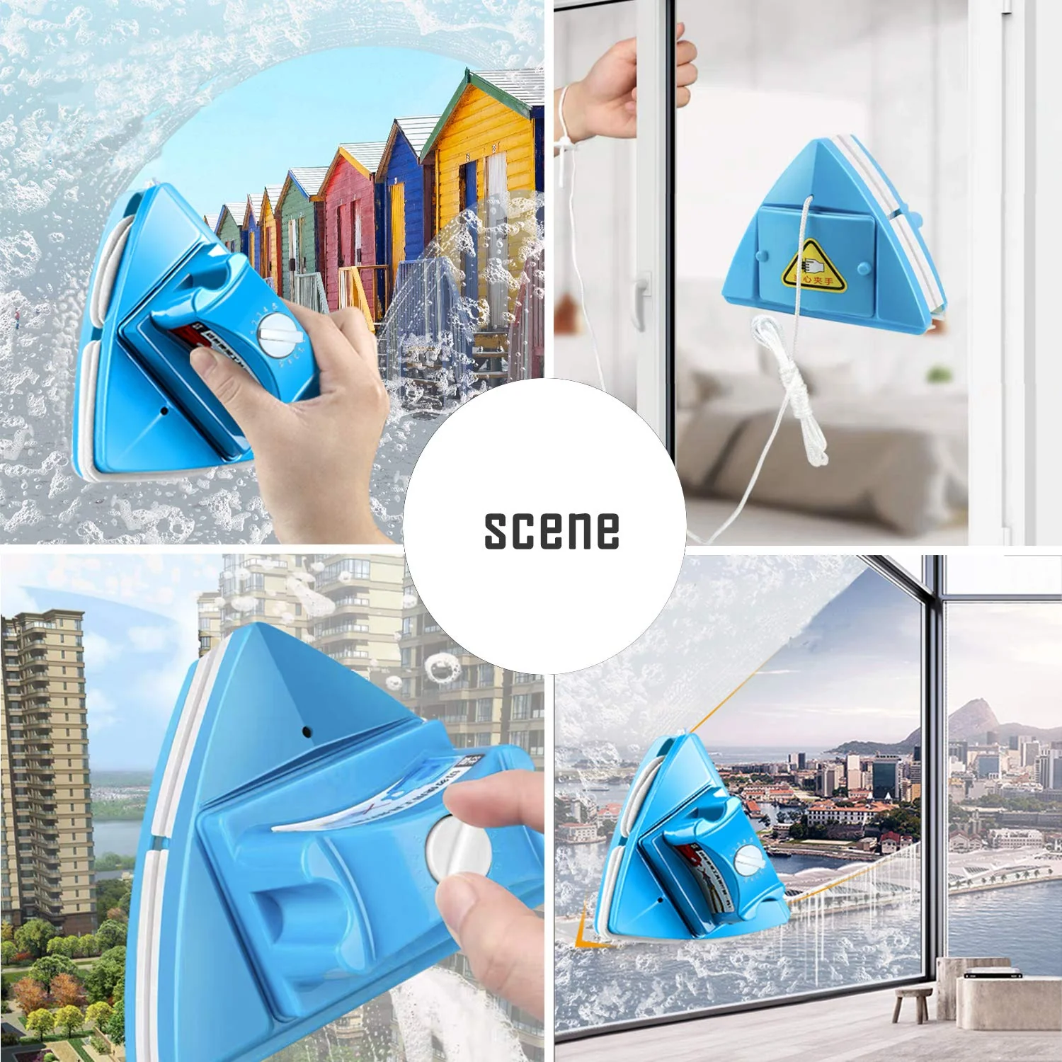 KOKITEA Double-Sided Window Cleaner Glass Wiper Magnetic Cleaning Tools, 5-Gears Adjustable Magnetic Glider Washing Brush Tools, for High-Rise Double Thick Glazed Windows Thickness 0.3"-1" (Blue) - Image 4
