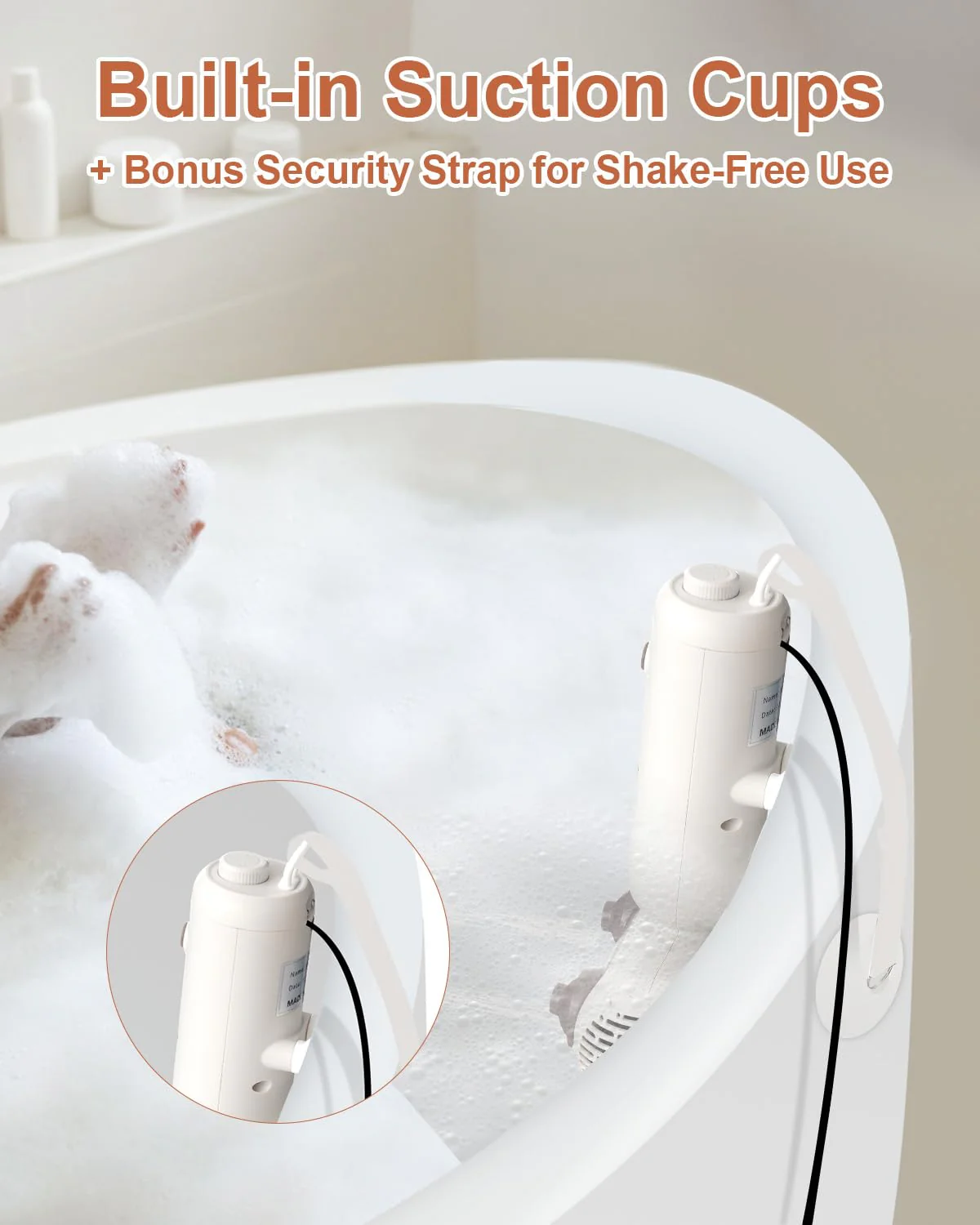 KokoSelene Bath Jets for Tub, Portable Bath Spa for Bathtub with Dual Hydro Jets, Bathtub Spa Machine Creates Soothing Bubbles for Daily Relax at Home Use (Brown) - Image 2
