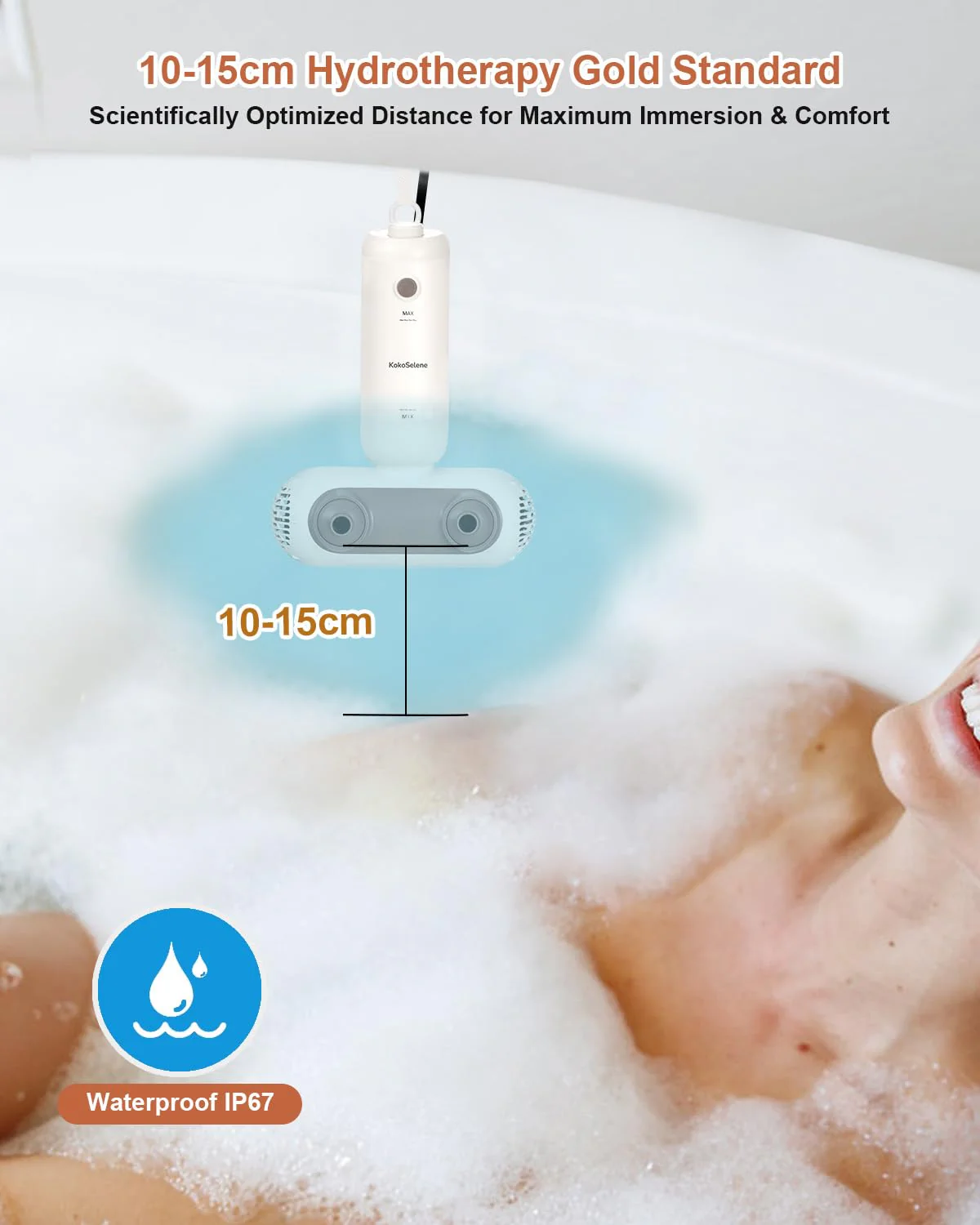 KokoSelene Bath Jets for Tub, Portable Bath Spa for Bathtub with Dual Hydro Jets, Bathtub Spa Machine Creates Soothing Bubbles for Daily Relax at Home Use (Brown) - Image 4