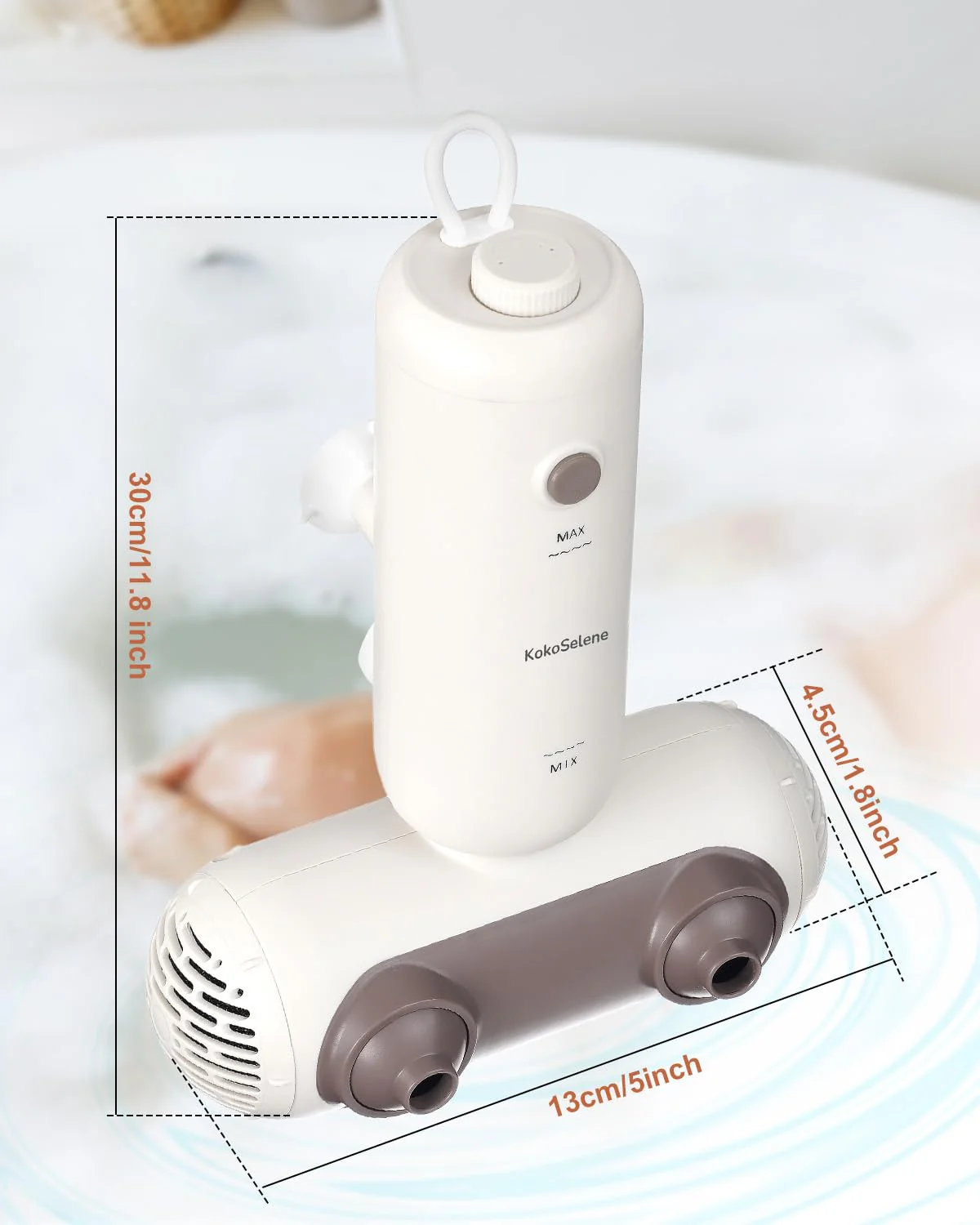 KokoSelene Bath Jets for Tub, Portable Bath Spa for Bathtub with Dual Hydro Jets, Bathtub Spa Machine Creates Soothing Bubbles for Daily Relax at Home Use (Brown) - Image 8