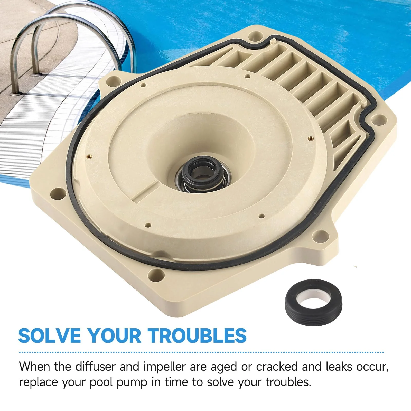 Kolasina 25357-300-000 074564 Seal Plate Fits for Pentair Whisperflo Intelliflo Swimming Pool Pump with Seal Plate Gasket & Shaft Seal PS-1000 & Drain Plugs 071131-192115 - Image 4