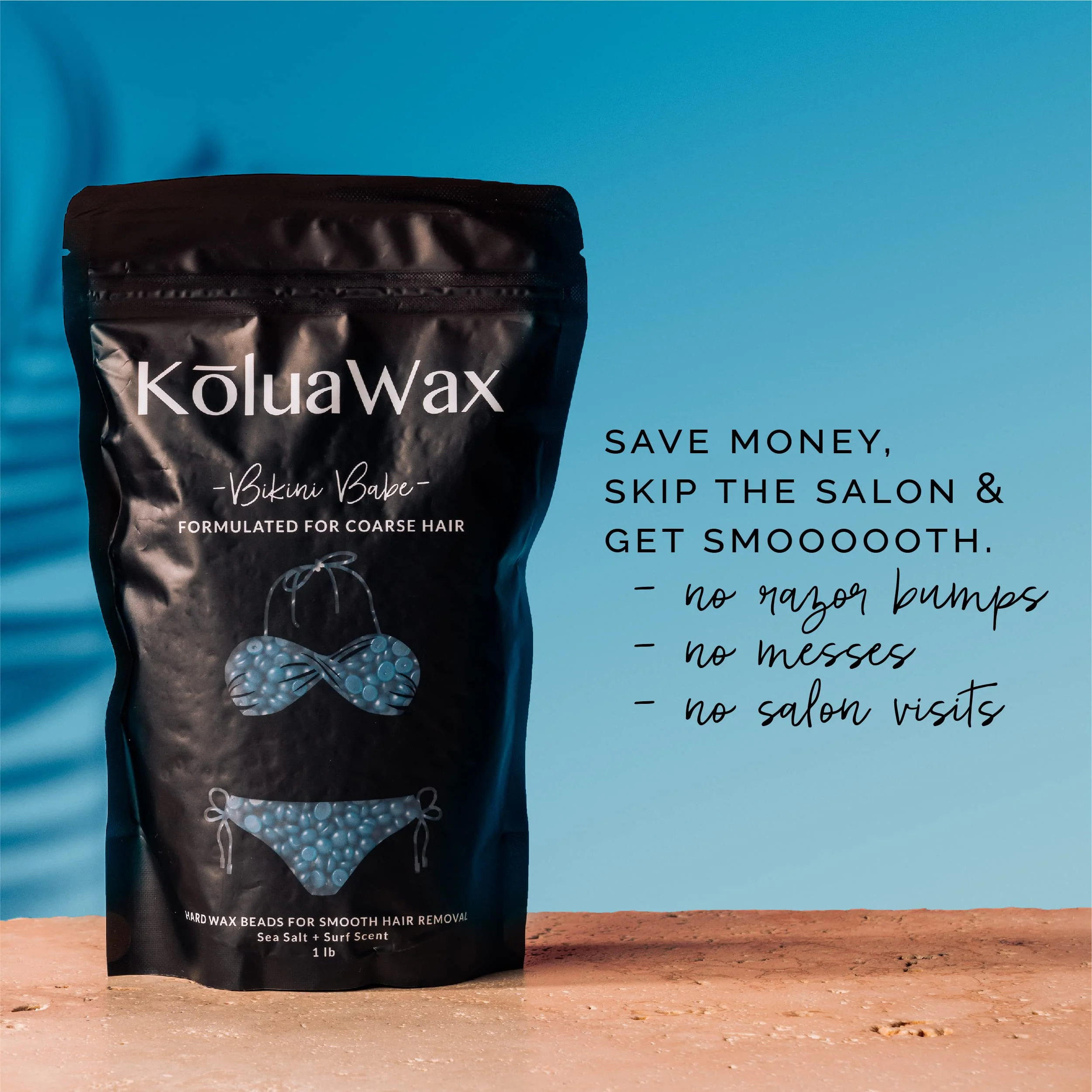 KoluaWax Hard Wax Beads for Hair Removal – Coarse Hair Formula – Face, Brazilian, Underarms, Back Chest, Bikini Waxing – Sea Salt & Surf, 1lb Refill for Wax Warmers & 10 Large Applicator Sticks - Image 6