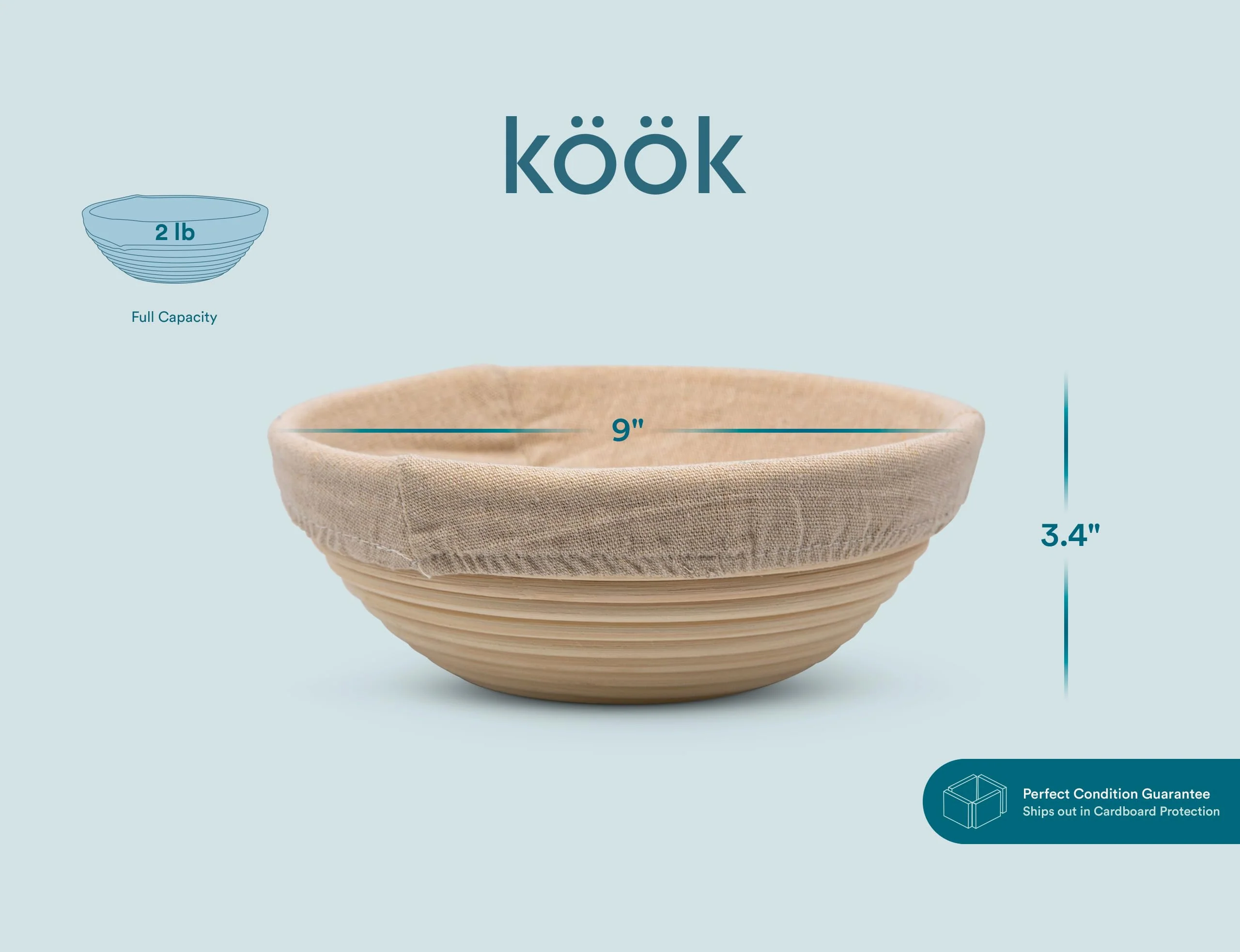 Kook Proofing Set, Sourdough Bread, 2 Rattan 9 Inch Banneton Baskets, 2 Basket Covers, Metal Scraper, Plastic Scraper, Scoring Lame, 5 Blades and Case, Baking Kit, Dough Bowls, Round Shape - Image 3