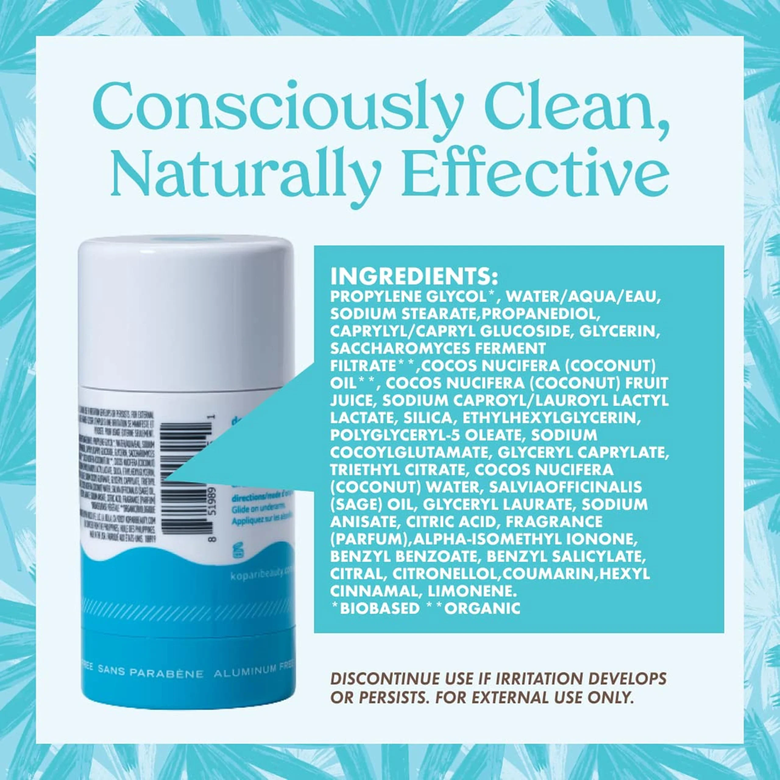 Kopari Aluminum Free Coconut Deodorant, Non Toxic & Clean Plant-Based, No Aluminum, Parabens or Baking Soda, Long Lasting Protection, Beach 2 oz - Image 2