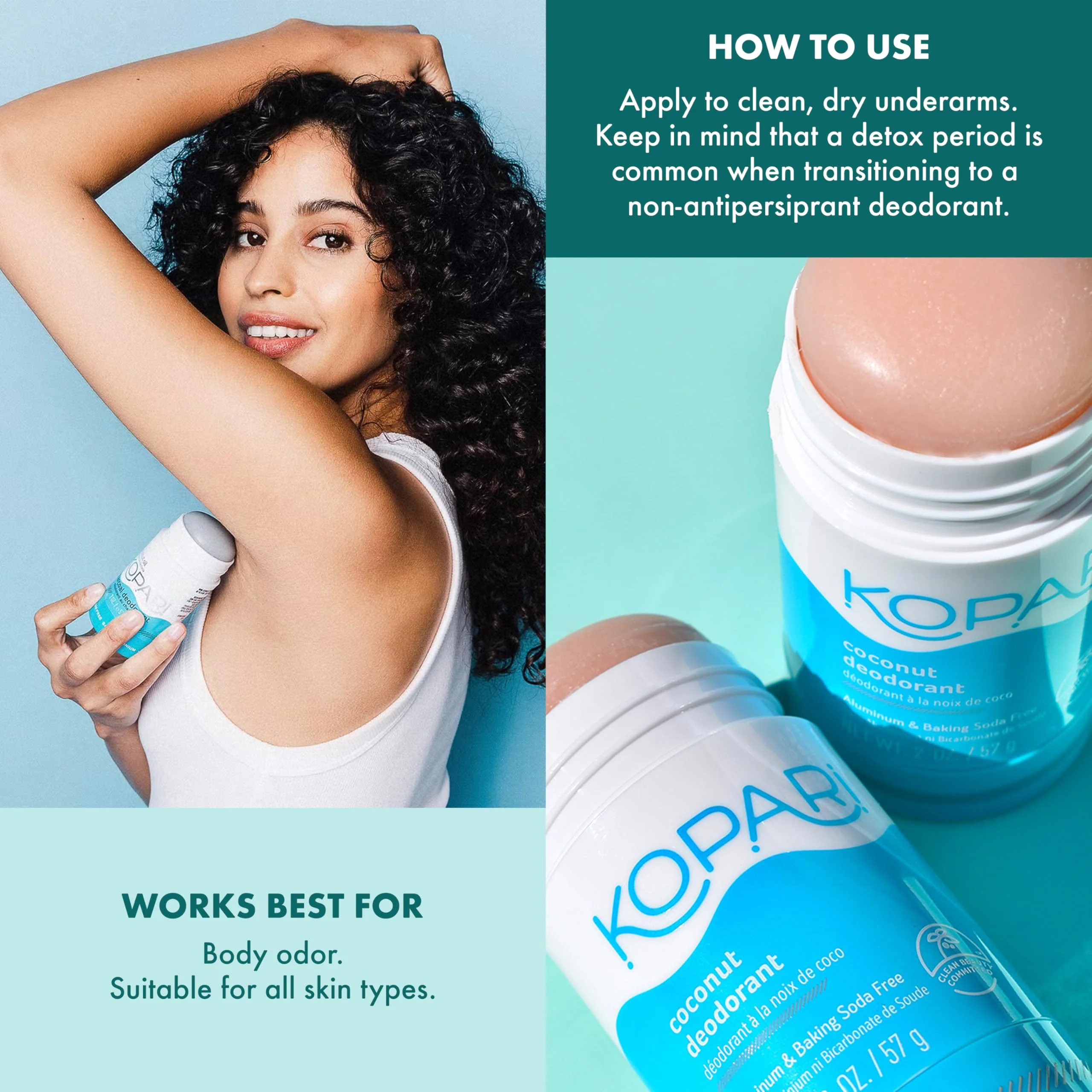 Kopari Aluminum Free Coconut Deodorant, Non Toxic & Clean Plant-Based, No Aluminum, Parabens or Baking Soda, Long Lasting Protection, Beach 2 oz - Image 4
