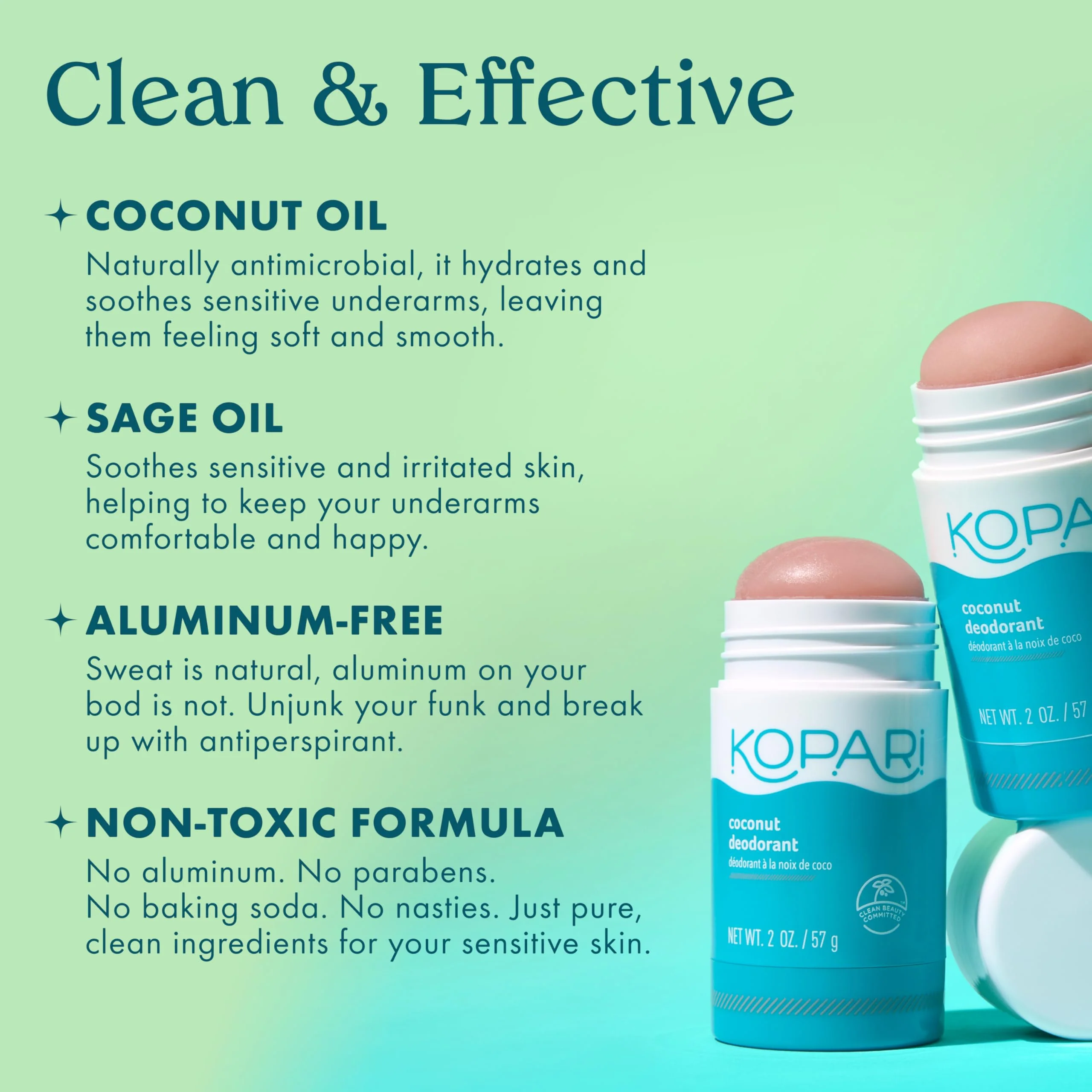 Kopari Aluminum Free Coconut Deodorant, Non Toxic & Clean Plant-Based, No Aluminum, Parabens or Baking Soda, Long Lasting Protection, Beach 2 oz - Image 7