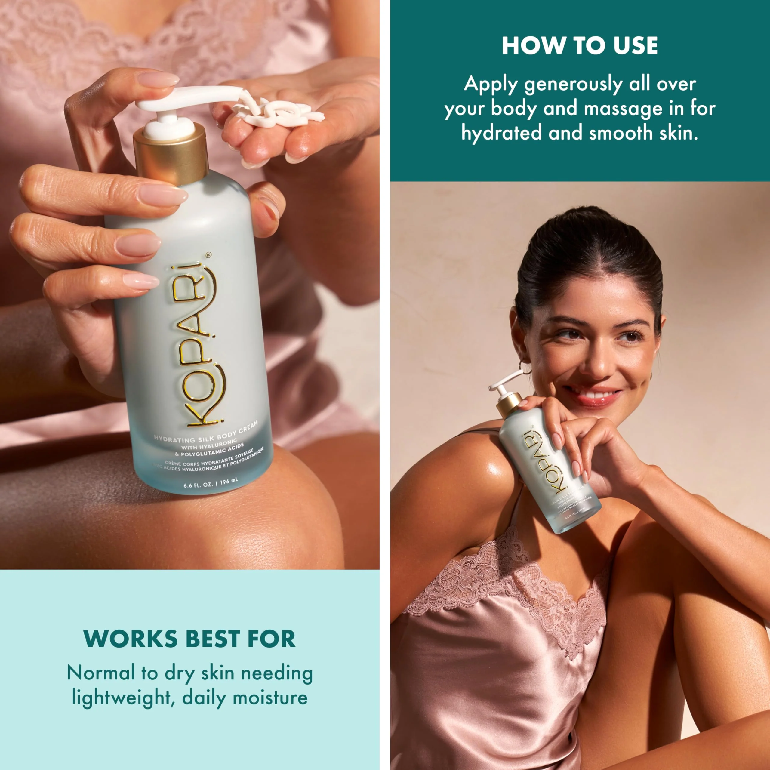 Kopari Hydrating Silk Body Cream with Hyaluronic & Polyglutamic Acids – Long Lasting Moisturizer for Dry Skin, Lightweight & Silky Texture, Sweet Coconut Milk Scent, 6.7 oz - Image 5