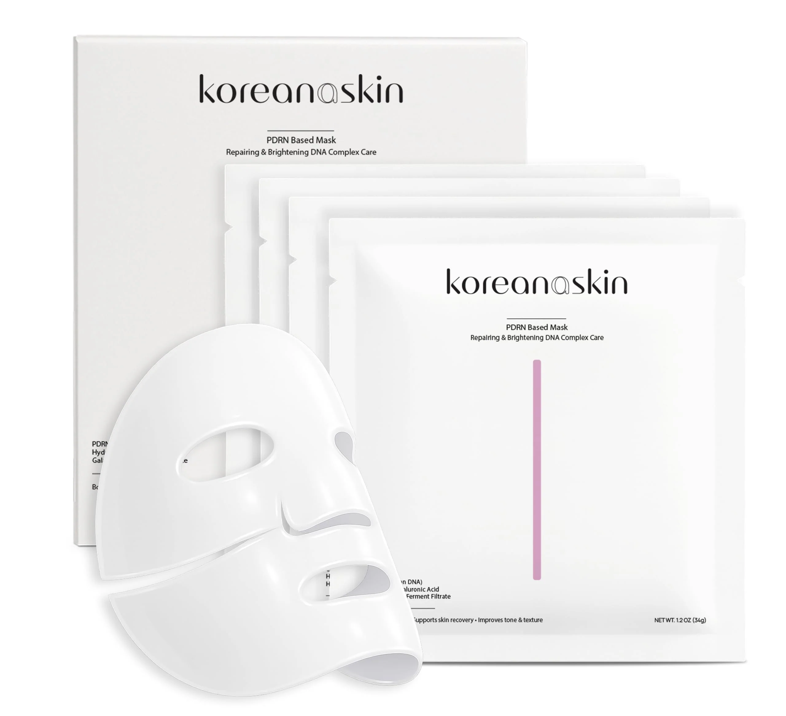 Koreana Skin K-Beauty PDRN DNA Complex Hydrogel Sheet Mask – Korean Regenerative Salmon DNA & Multi-Weight Hyaluronic Acid for Anti-Aging, Firming, Brightening, Deep Hydration – Box of 4