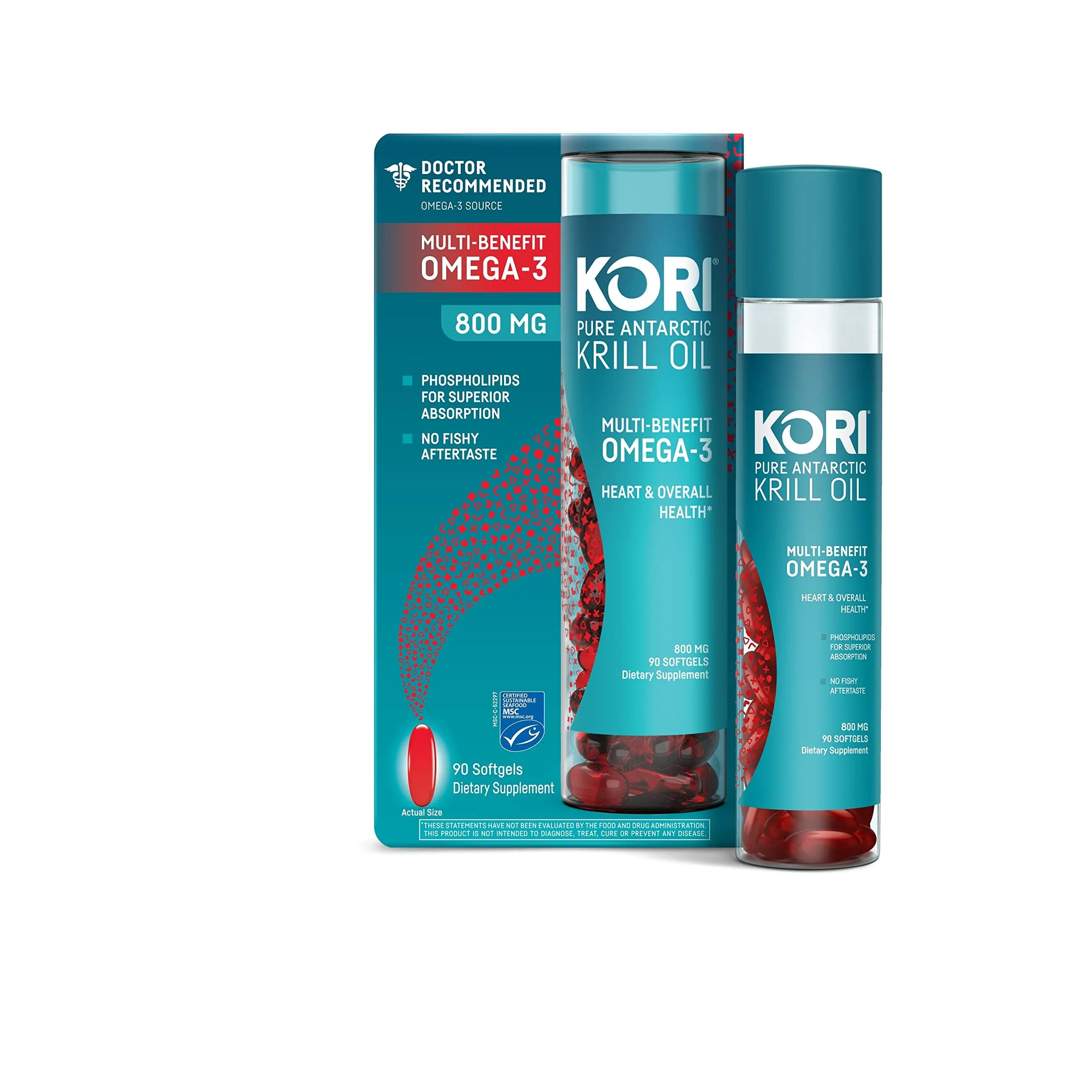 Kori Krill Antarctic Krill Oil Omega 3 Supplement, EPA & DHA, Superior Absorption vs Fish-Oil, 800 mg, 90 softgels - Image 5