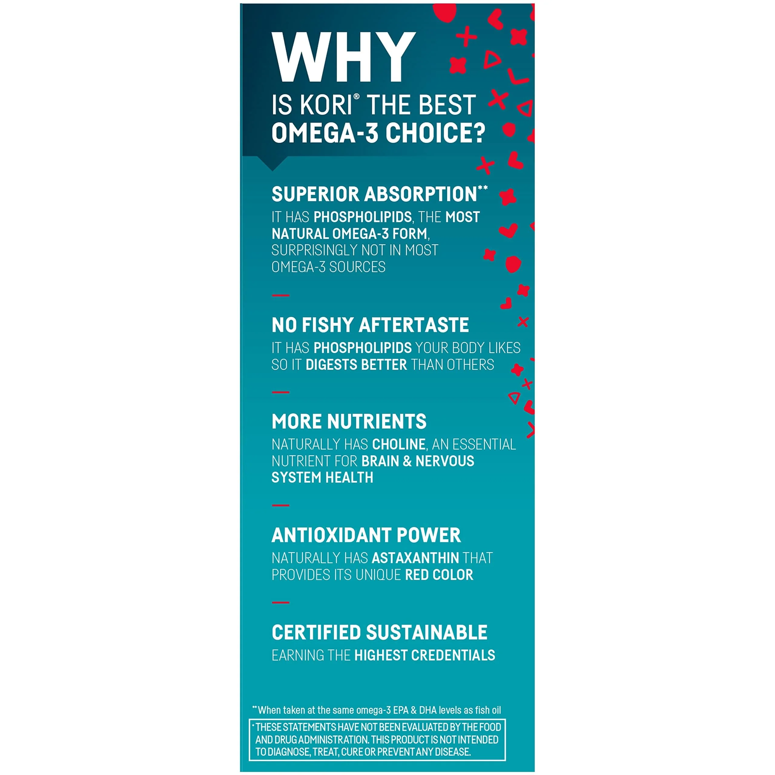 Kori Krill Oil Omega 3 Superior Absorption Oil Supplement, EPA & DHA, 600 mg, 60 Softgels - Image 2