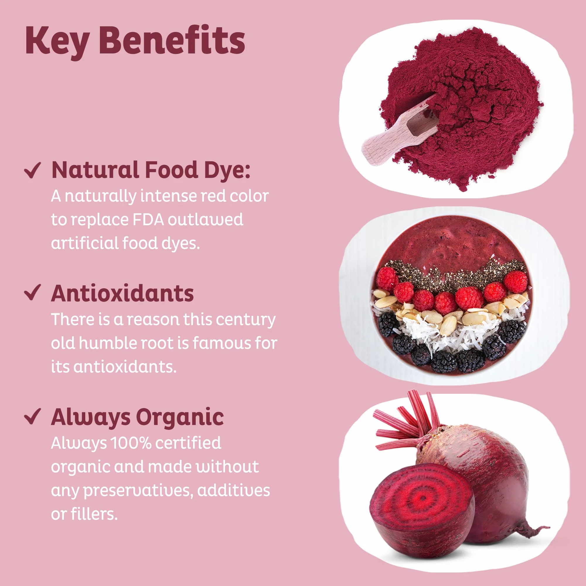 KOS Organic Beet Root Powder, USDA Organic - Natural Nitric Oxide Booster, Superfood Plant Based Beetroot Antioxidant, Supports Active Lifestyle & Healthy Circulation, Soy & Gluten-Free - 90 Servings - Image 7
