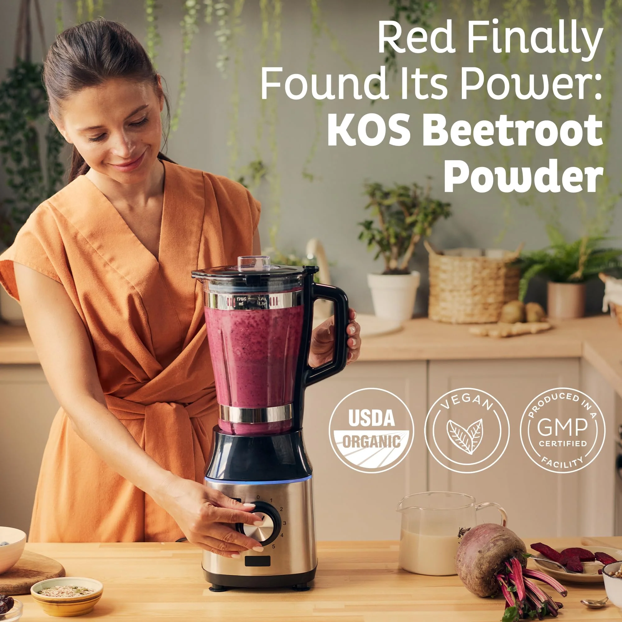 KOS Organic Beet Root Powder, USDA Organic - Natural Nitric Oxide Booster, Superfood Plant Based Beetroot Antioxidant, Supports Active Lifestyle & Healthy Circulation, Soy & Gluten-Free - 90 Servings - Image 8