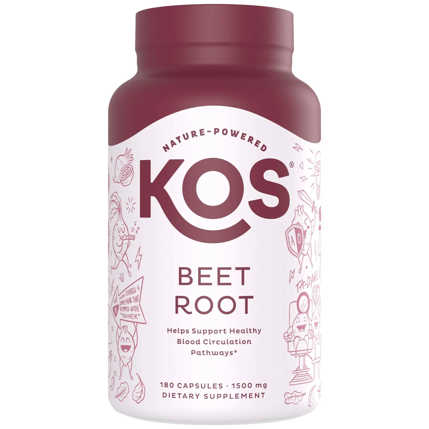 KOS Organic Beetroot Capsules 1500mg - USDA Organic, Antioxidant Power from Organic Beet Root Superfood, Supports Healthy & Active Lifestyle - Non-GMO, Vegan and Keto Friendly - 180 Capsules - Image 2
