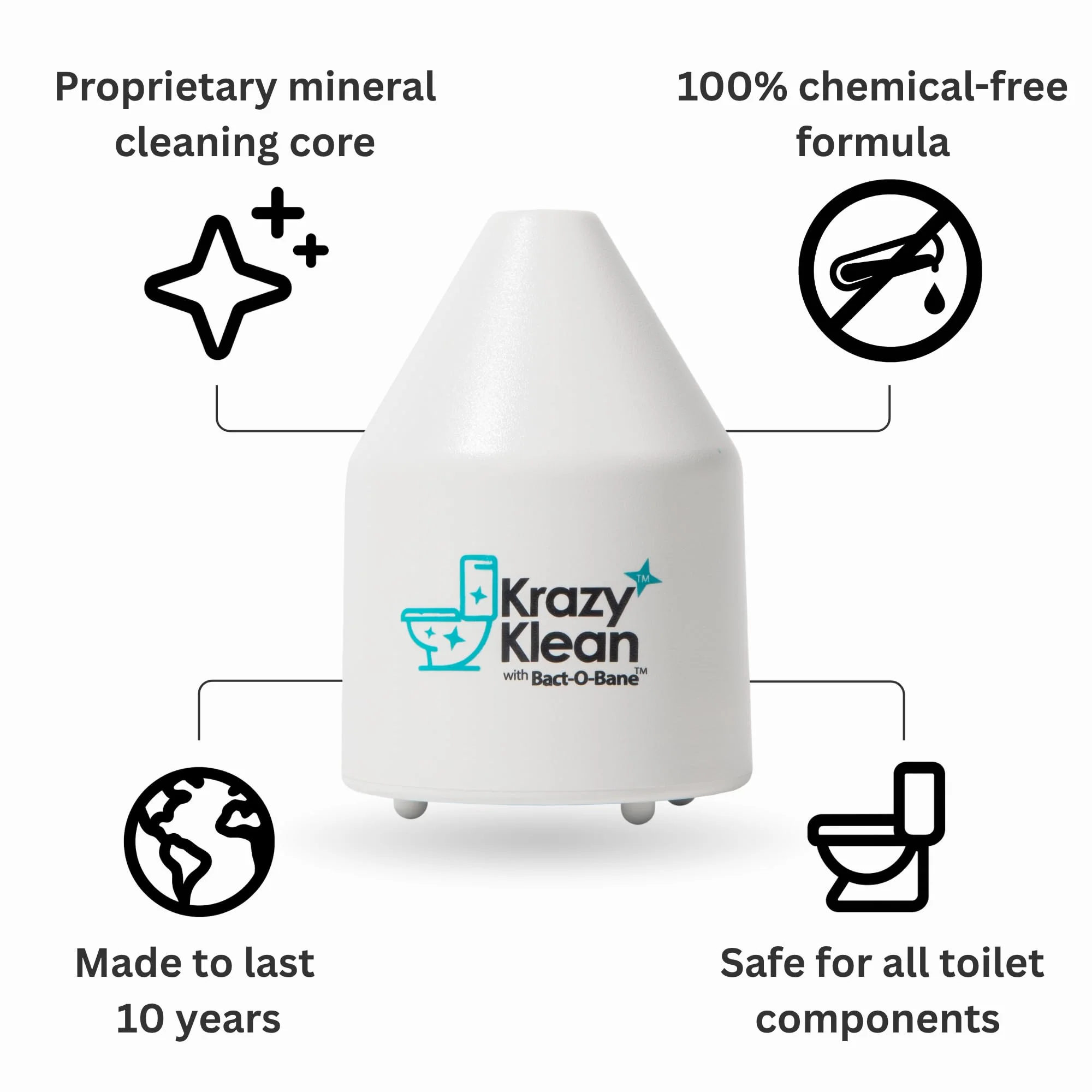 Krazy Klean Pro Toilet Cleaner, Household Cleaning Solution, Natural Long Lasting Toilet Cleaner for Hard Water Stains & Rings, Chemical Free Bathroom Cleaning Product, Drop In Tank System, 1 Count - Image 6