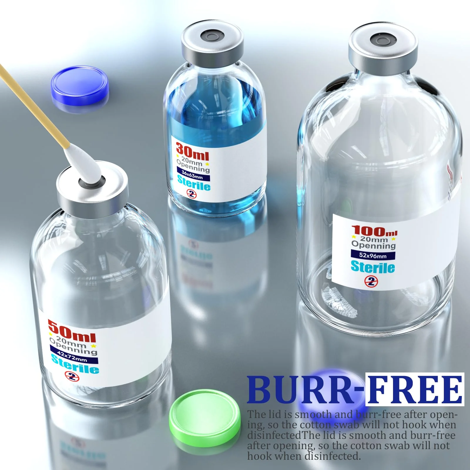 Ks-Tek Sterile Empty Vials with Self Healing Injection Port,with Flip Off Aluminum Cap,Sterile Package (100ml,4) - Image 5