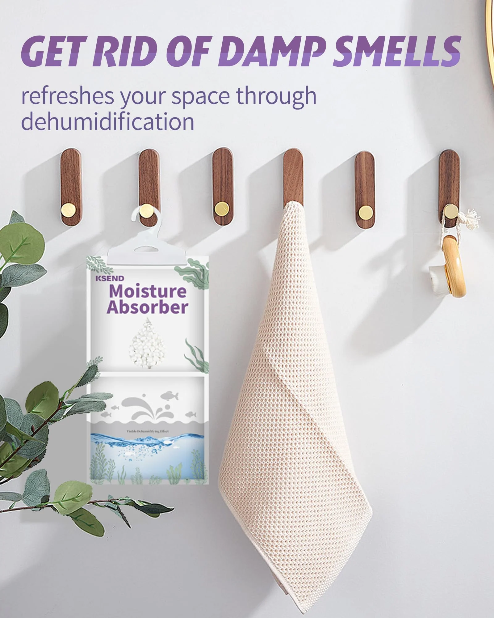 Ksend Moisture Absorbers 8 Packs - 9.8 oz Dehumidifier Bags, Portable Moisture Hanging Bags for Closet, Bathroom and Kitchen, Fragrance Free, 11.8'' x 6.3'' - Image 3