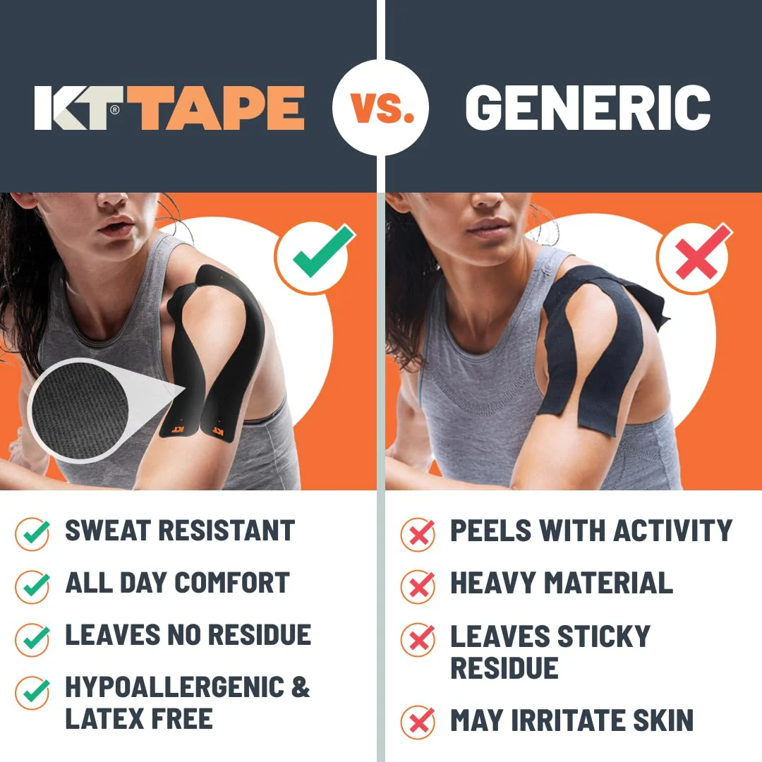 KT Tape, Original Cotton, Elastic Kinesiology Tape, Everyday Muscle and Joint Support, Daily Pain Relief, 20 Count, 10” Precut Strips, Beige - Image 2