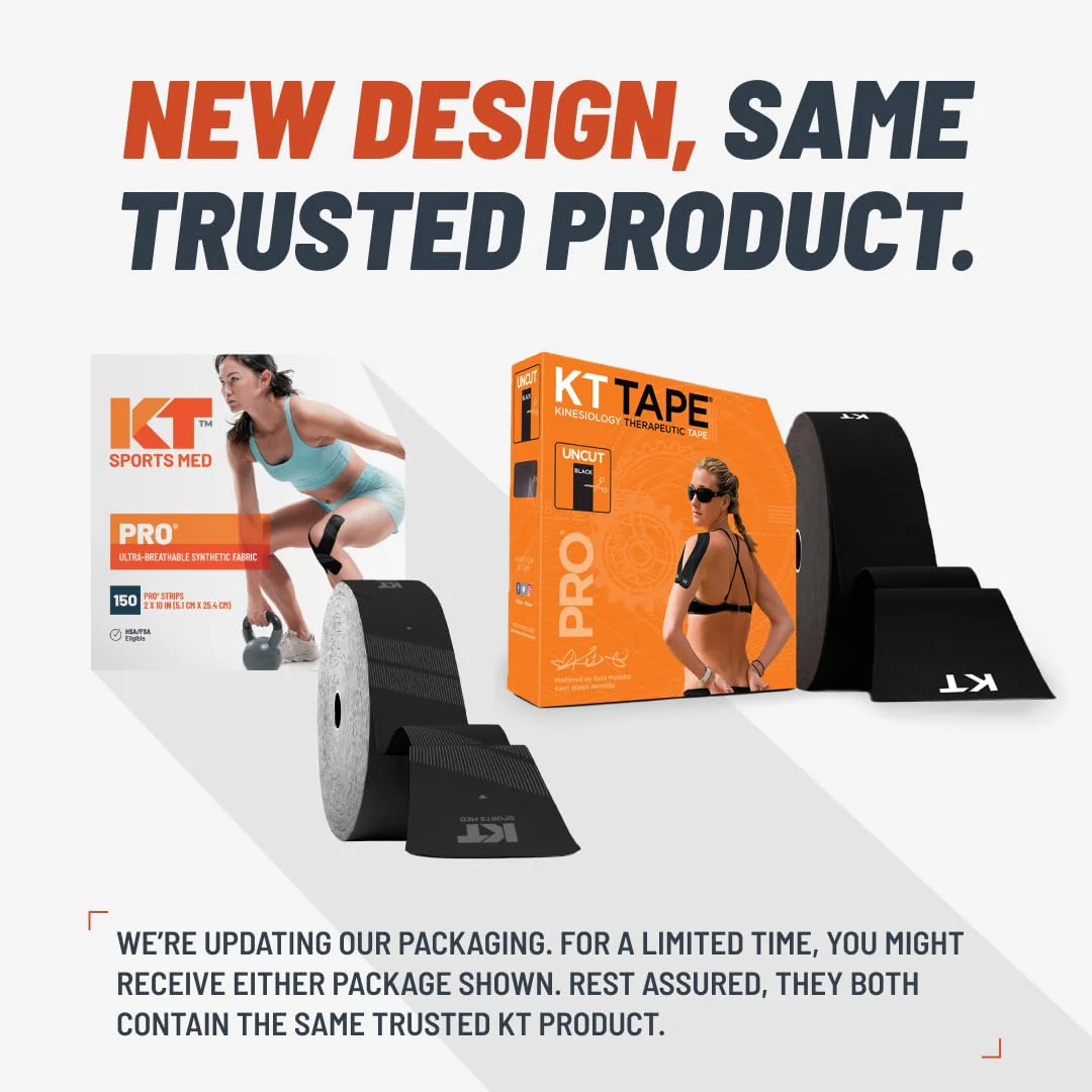 KT Tape, Sports Med, PRO 150 Strip 10", Precut, Jet Black - Image 4