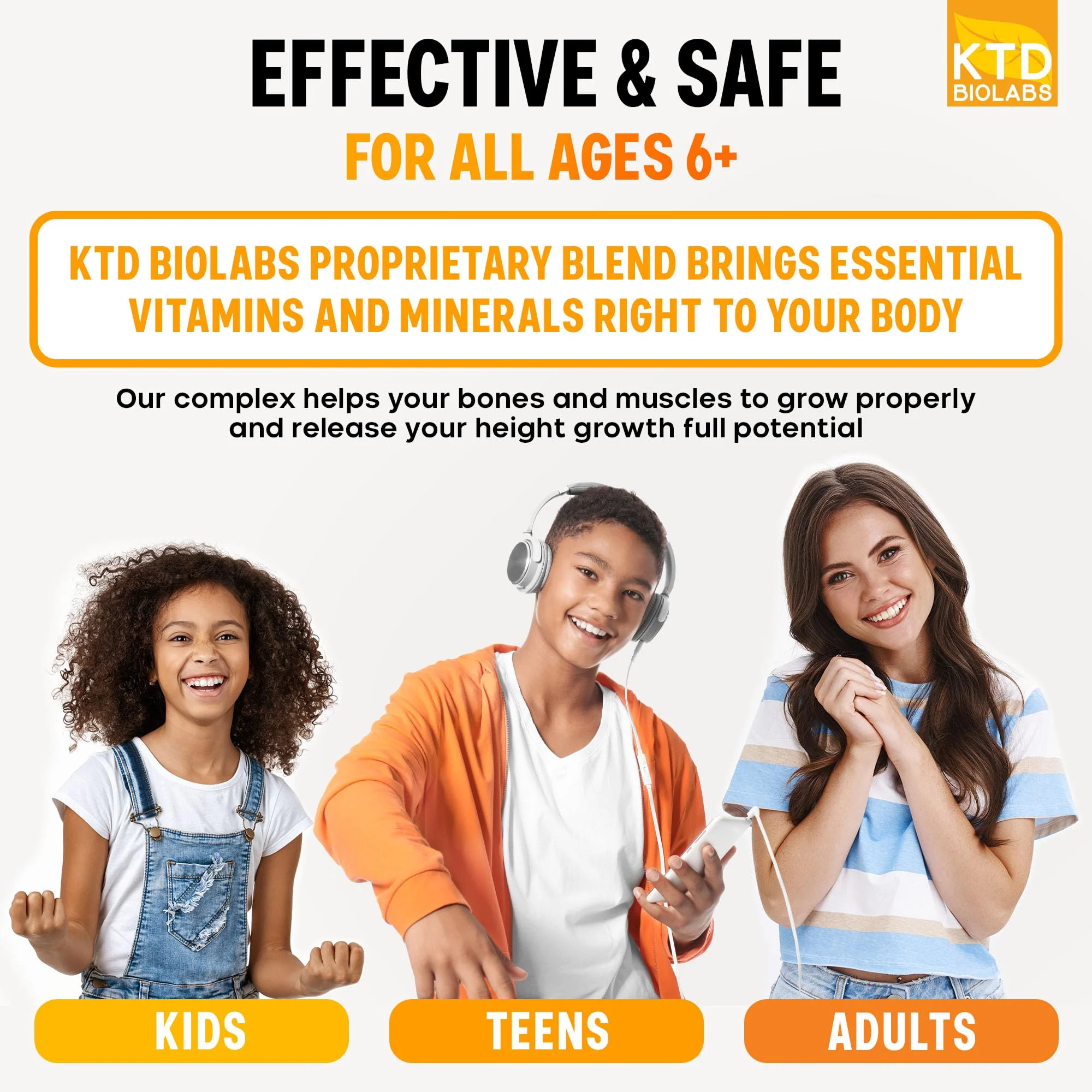 KTD BIOLABS Height Growth Maximizer - Made in USA - Natural Height Increase Booster & Teen Vitamins - Pills to Grow Taller at Any Age - Bone Growth Supplement for Adults & Kids - Image 5