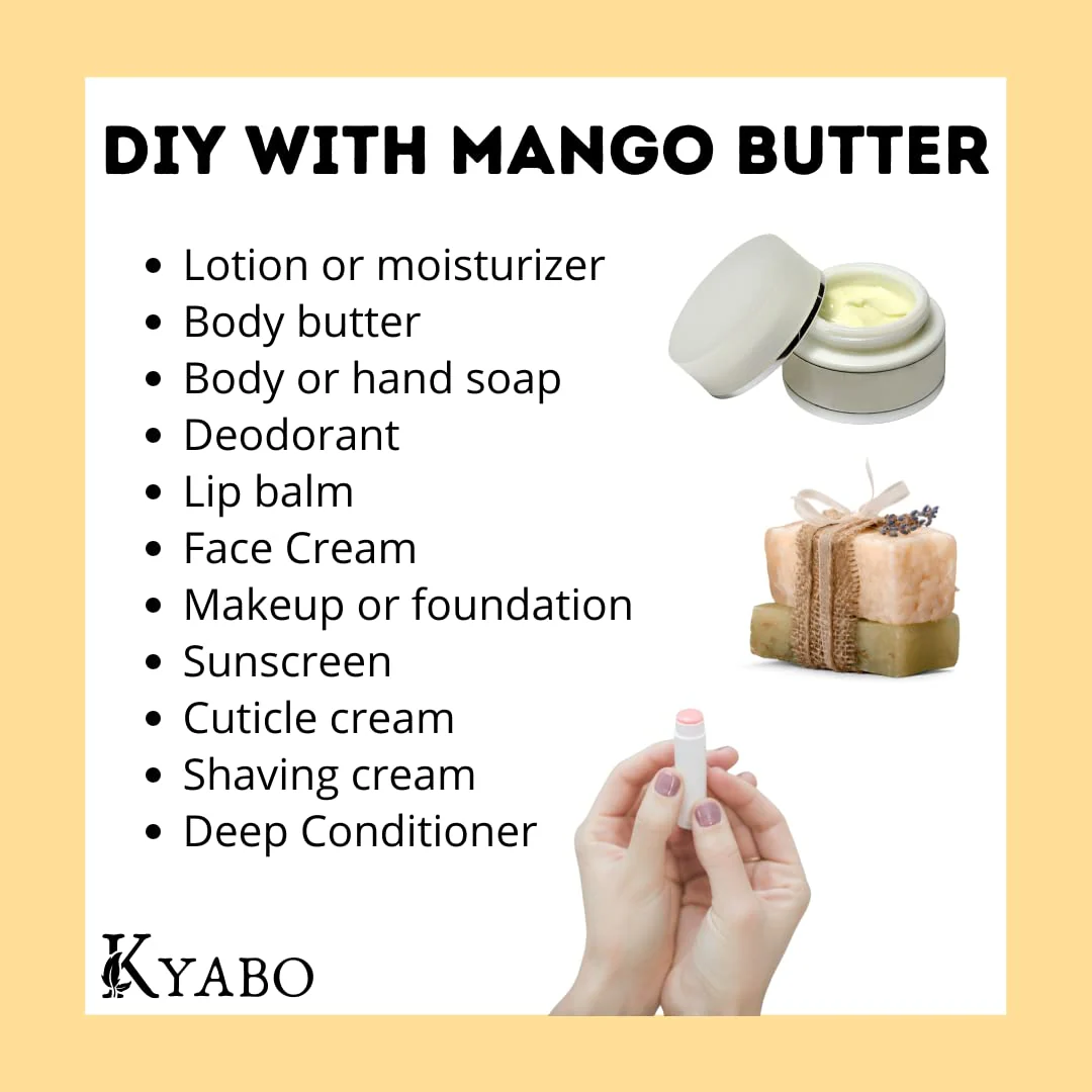 Kyabo 3Lbs MANGO BUTTER PREMIUM Organic Unrefined Raw Virgin 100% Pure Cold Press Grade A Non GMO 100% Natural For Skin BodyCare Beauty Moisturizer DIY For Body Butters, Soap Making,Lotions, Creams… - Image 6