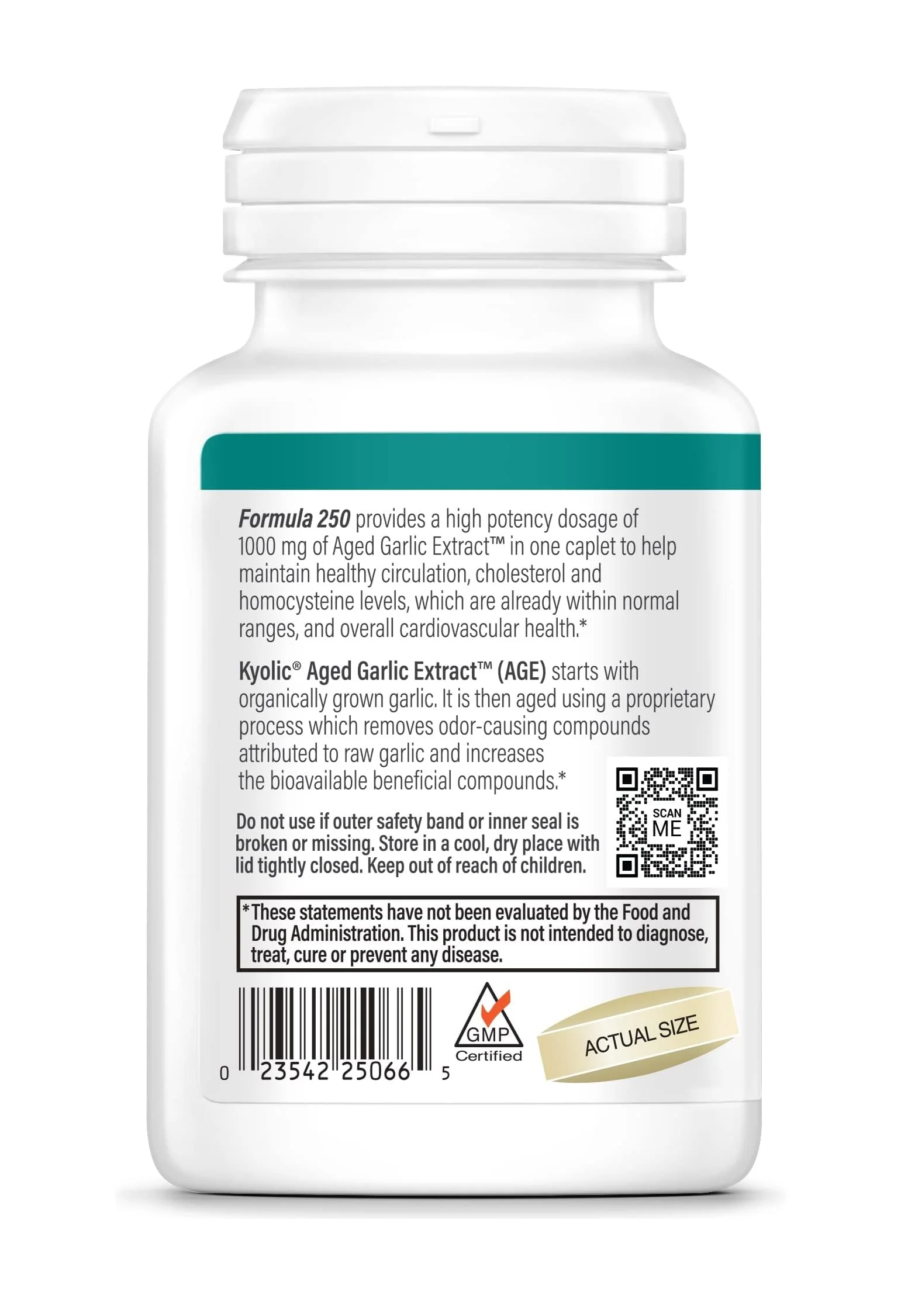 Kyolic Aged Garlic Extract Formula 250, Cardiovascular Health*, One Per Day 60 Caplets - Image 3