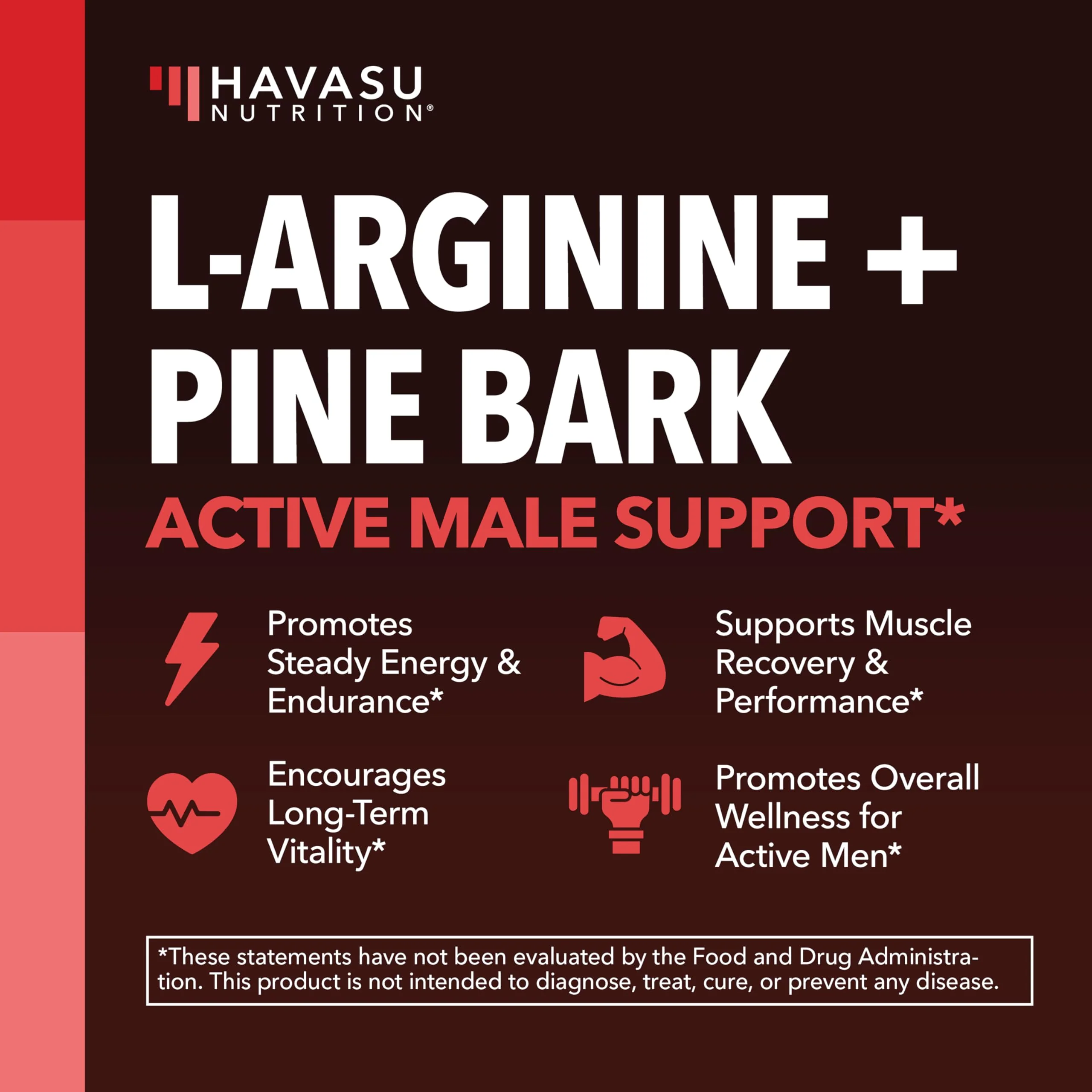 L-Arginine 1800mg and Pine Bark Extract 100mg - Nitric Oxide Supplement for Men - Performance Supplement for Men's Health - 90 Count - Endurance, Recovery Support - Vegan, Non-GMO Capsules - Image 3