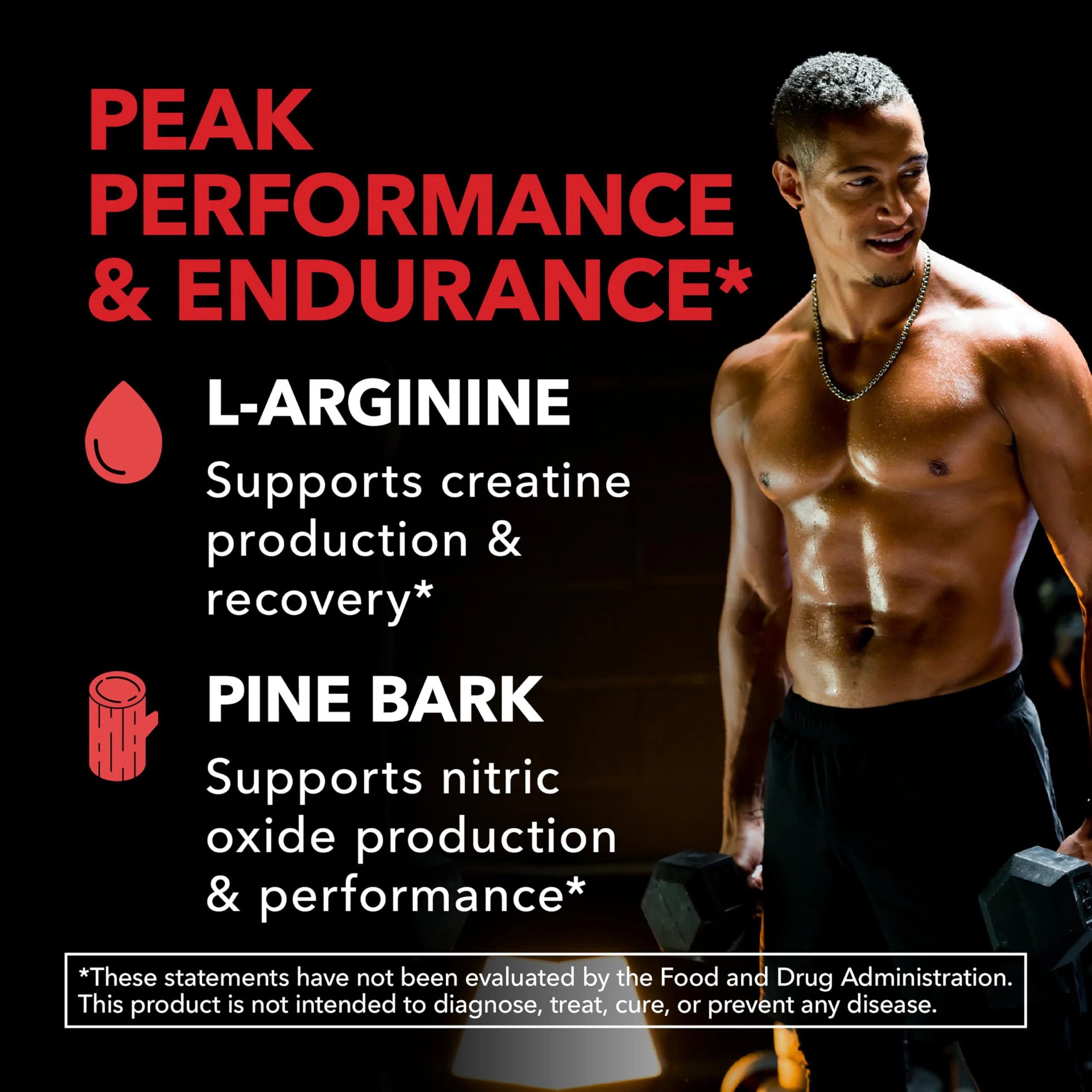 L-Arginine 1800mg and Pine Bark Extract 100mg - Nitric Oxide Supplement for Men - Performance Supplement for Men's Health - 90 Count - Endurance, Recovery Support - Vegan, Non-GMO Capsules - Image 4