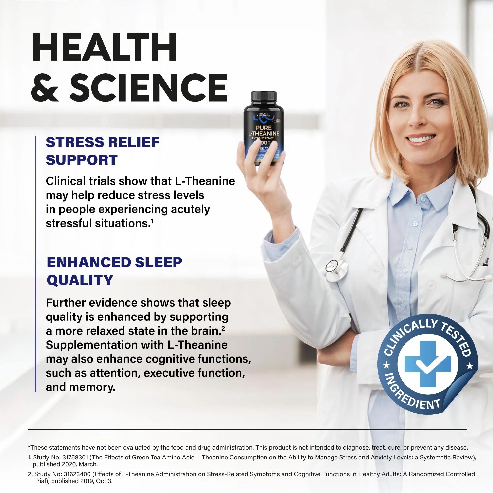 L Theanine 400 mg | L-Theanine Stress Relief | Extra Strength Supplement | Made in USA | Relaxation, Sleep & Calm Support | For Men & Women | Plant Based, Non-GMO & Gluten-Free | 180 Vegan Capsules - Image 5