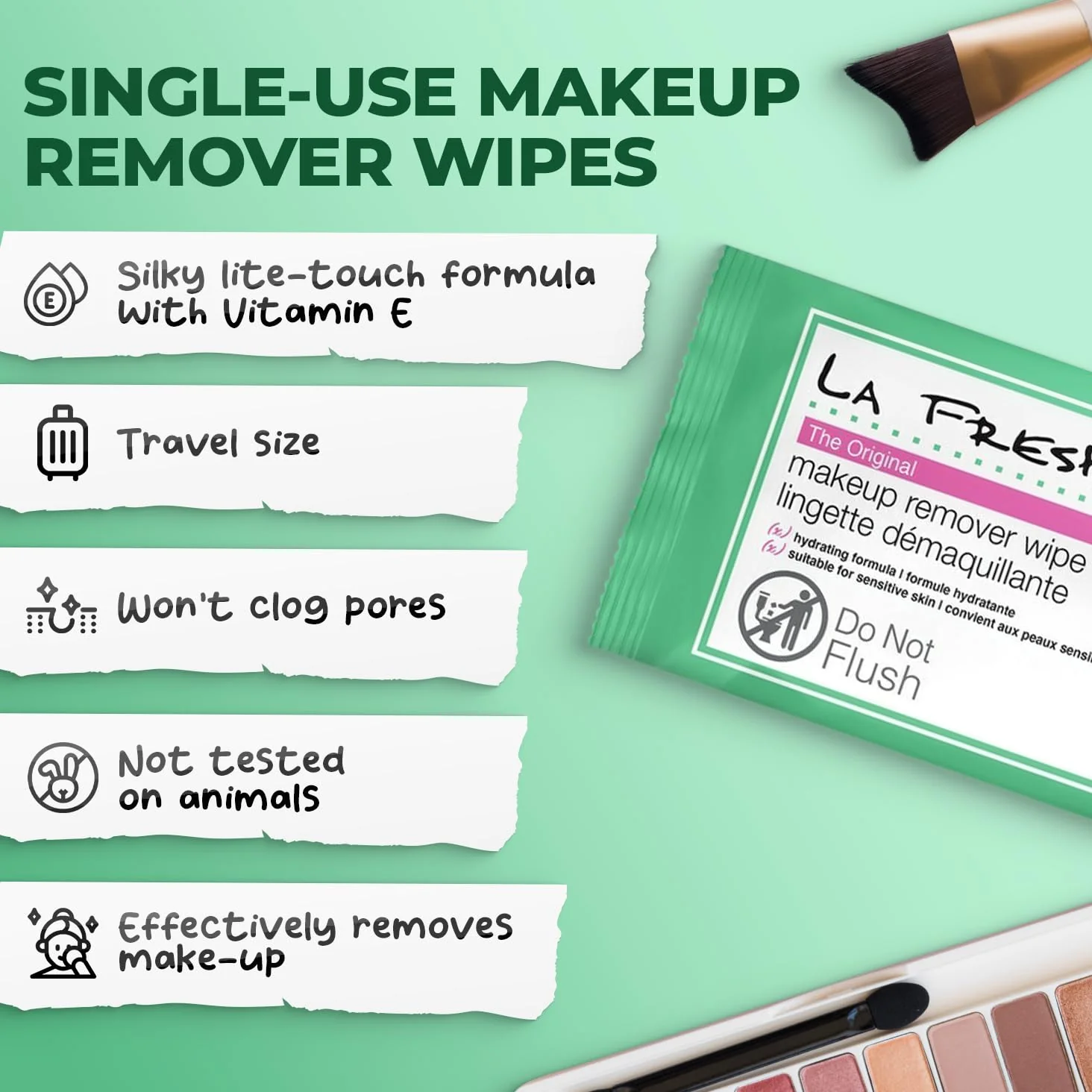 LA Fresh Makeup Remover Wipes with Vitamin E - Make up Remover for Face, Eyes, Lips - Face Travel Essentials - Case of 50ct Makeup Wipes - Image 9