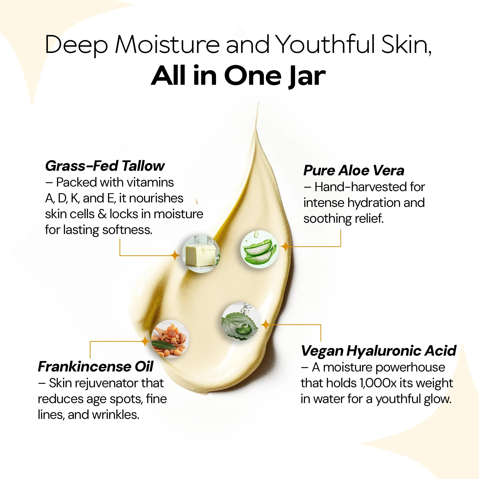 LA PURE Beef Tallow for Skin, Grass-Fed Tallow Face Cream with Aloe Vera, Hyaluronic Acid, Frankincense & Vitamin E to Hydrate, Firm, and Smooth Skin, Non-Greasy Moisturizer, Citrus Scent, 2 oz - Image 4