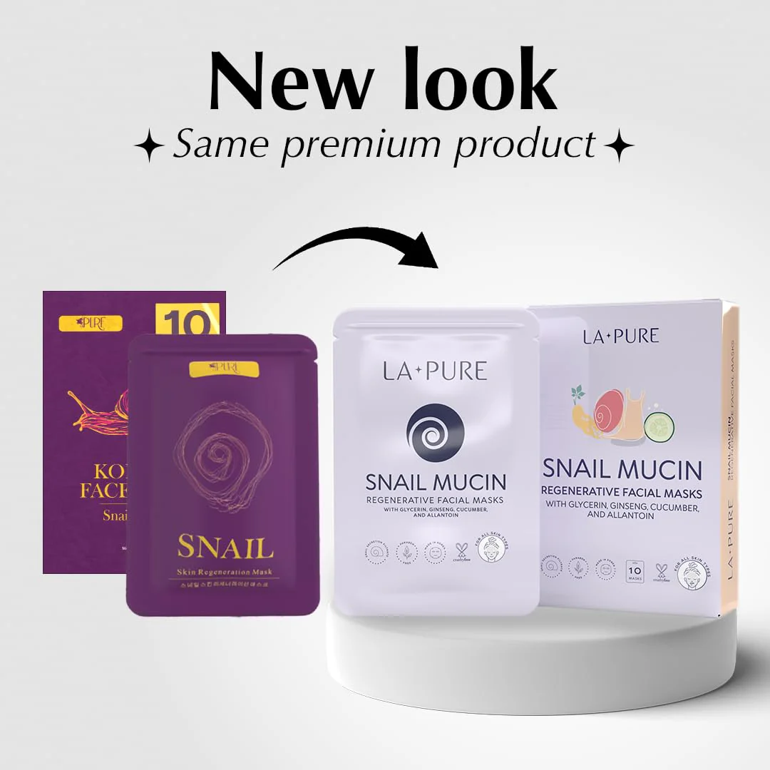 LA PURE Snail Mucin Mask – 10ct Korean Sheet Mask Pack for Signs of Aging, Aid Skin Repair & Hydration – Pure Snail Mask for Face with Collagen & Hyaluronic Acid – Cruelty-Free Hydrating Sheet Mask - Image 9