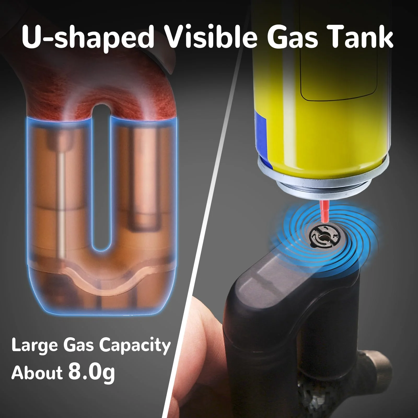 Laffizz 2 Pack Torch Lighter Single Jet Flame Refillable Butane Lighters Windproof Gas Torch Lighters Adjustable Jet Cool Lighter for Camping Candle BBQ Grill(Fuel Not Included) - Image 4