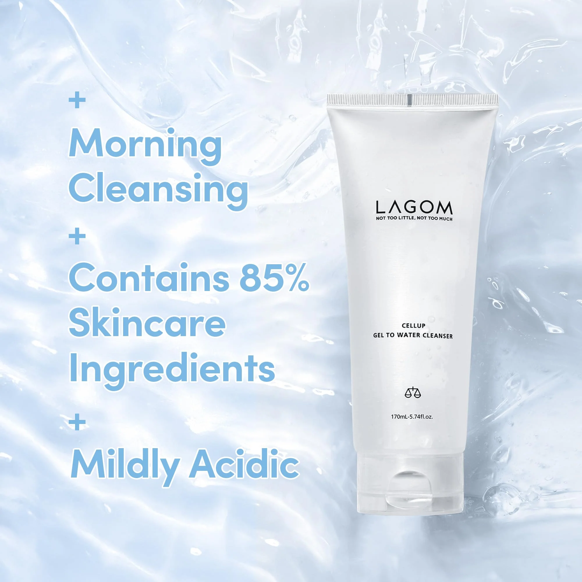 LAGOM Cellup Gel To Water Cleanser, Gentle Morning Face Wash with Hydrating Aqualicia, Non-Foaming Jelly Texture for Daily Use, low-irritation,K-Skincare 5.74 Fl Oz - Image 9
