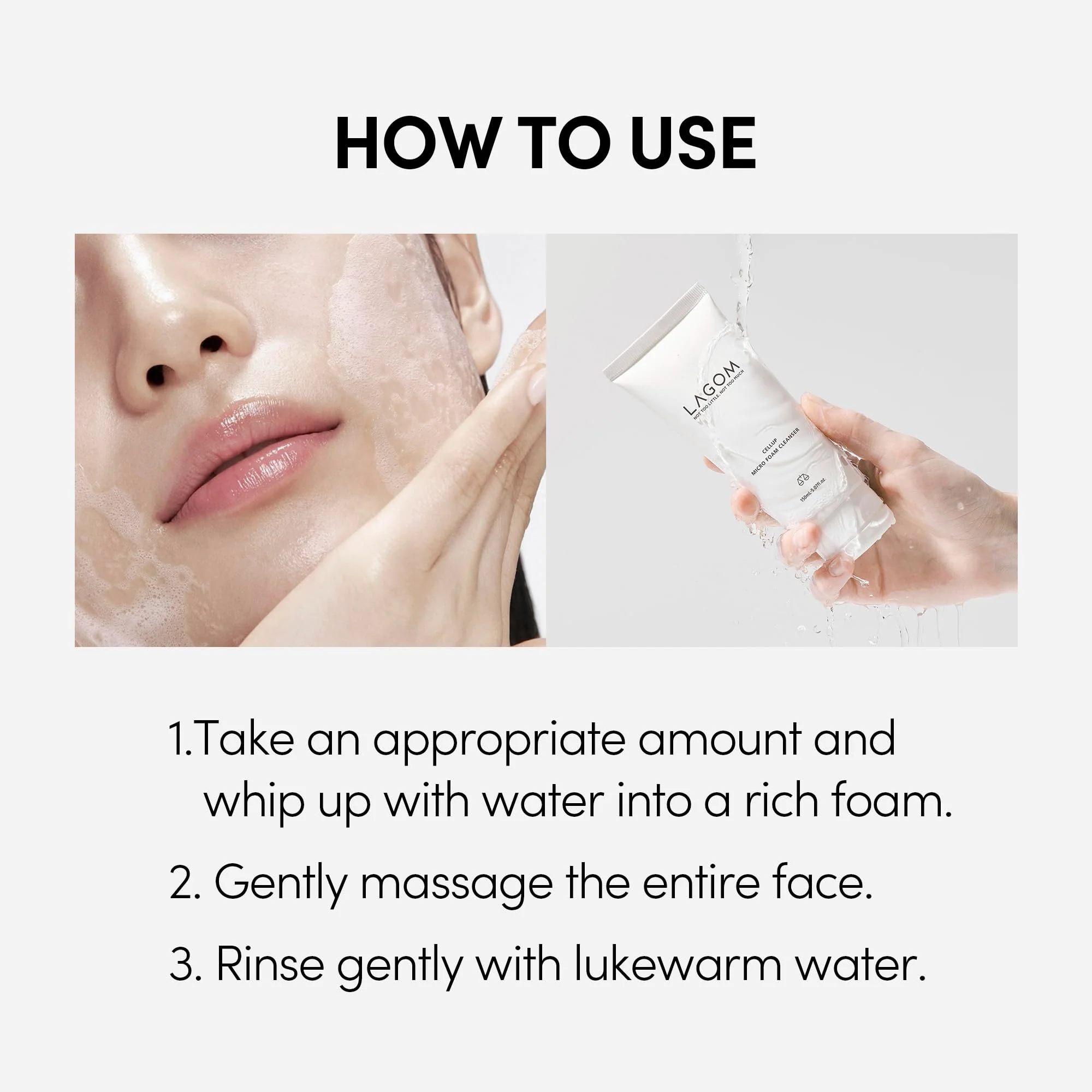 LAGOM Cellup Micro Foam Cleanser, Hydrating Deep Cleansing Face Wash, Korean Makeup Remover, Dense Soft Micro Bubbles, Ultra Fine Dust Removal 4.05 Fl Oz - Image 2