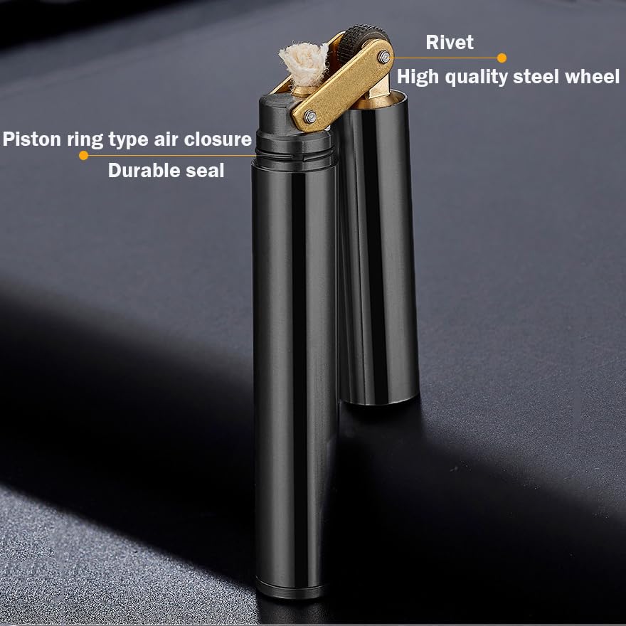 Laicengo Vintage Trench Lighter, Copper Lighter, Windproof Brass Lighters for Men Dad Husband (Fuel Not Included), Black - Image 6