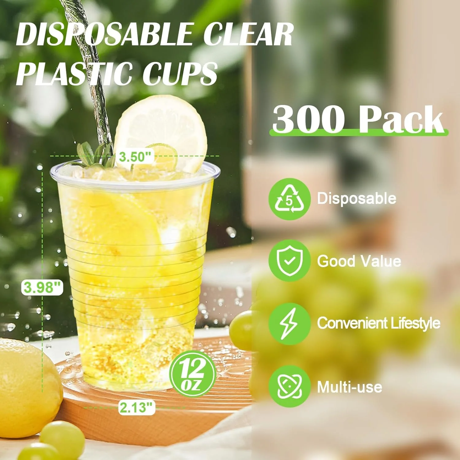 Lamosi 300 Pack 12 oz Clear Plastic Cups,12 Ounce Disposable Cups, Cold Drinking Cups for Party, Picnic, BBQ, Travel, Halloween, Christmas, Events - Image 6