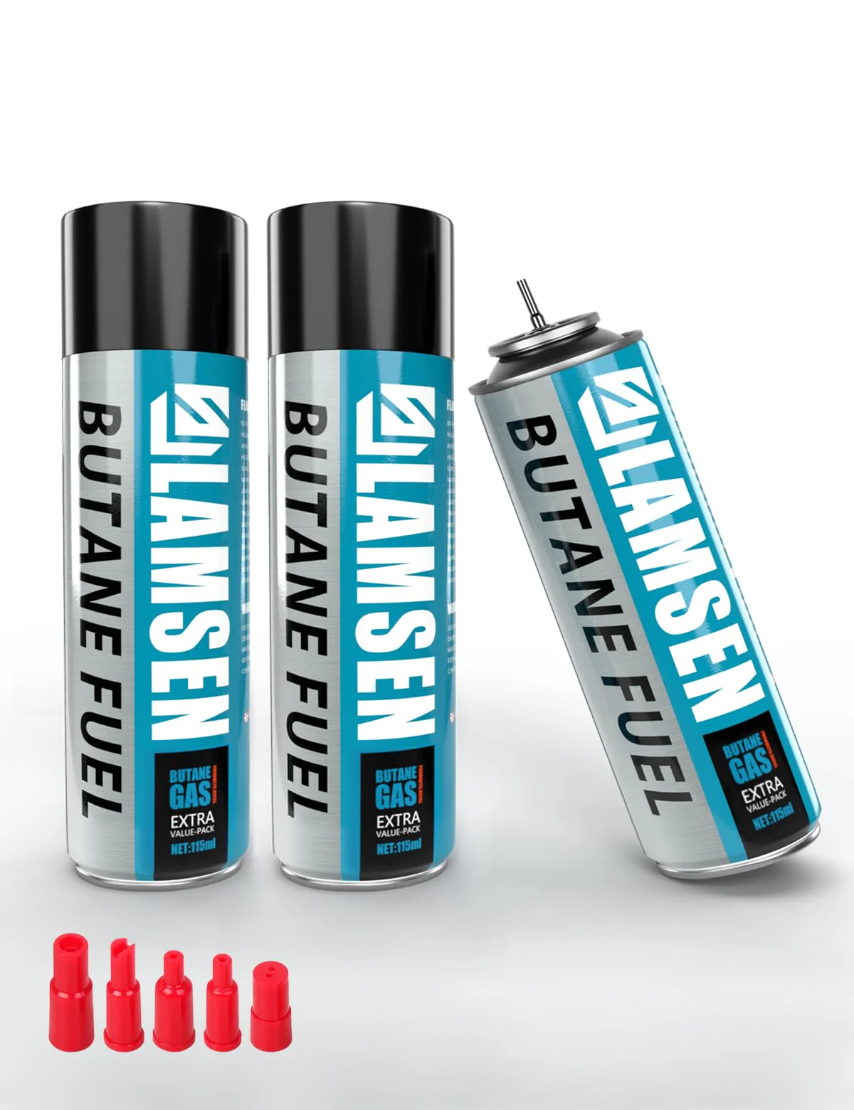 Lamsen Butane Refill - 115ml, Butane Fuel for Torch Lighter, Butane Canister for Torch Lighter, Butane Fuel Gas for Cooking, Camping and Welding, 3 Can