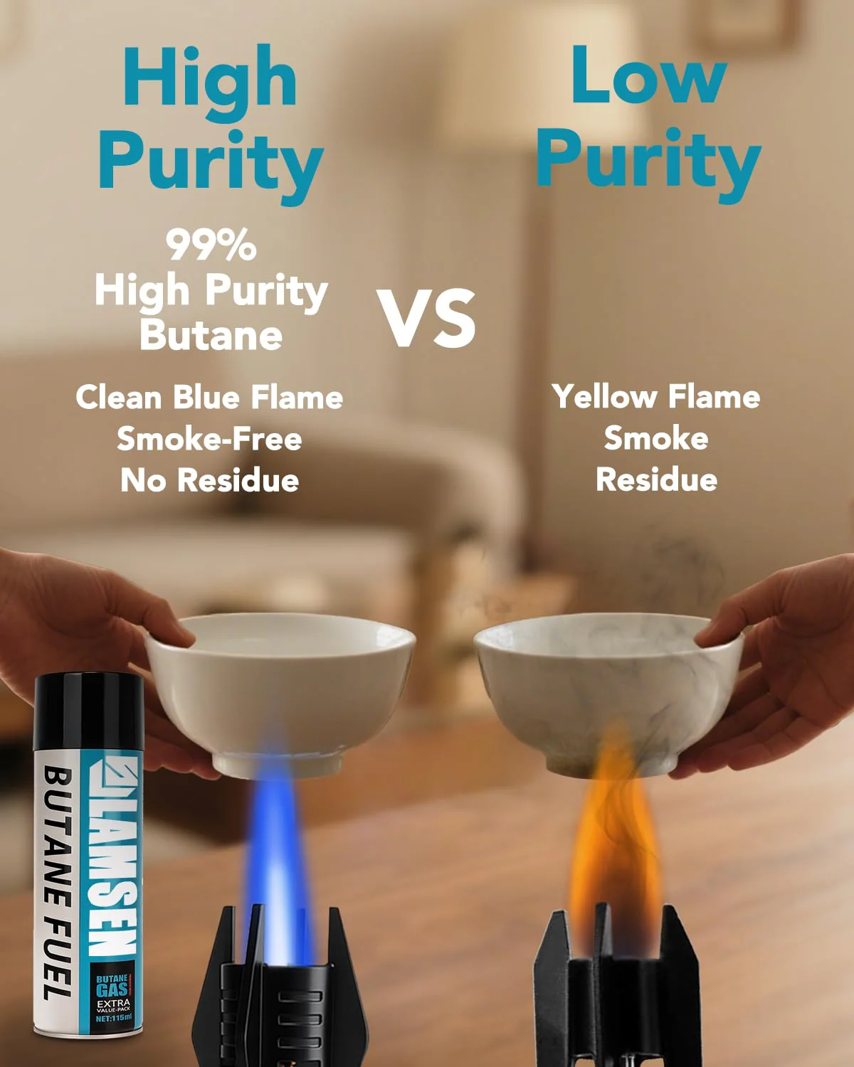 Lamsen Butane Refill - 115ml, Butane Fuel for Torch Lighter, Butane Canister for Torch Lighter, Butane Fuel Gas for Cooking, Camping and Welding, 3 Can - Image 2