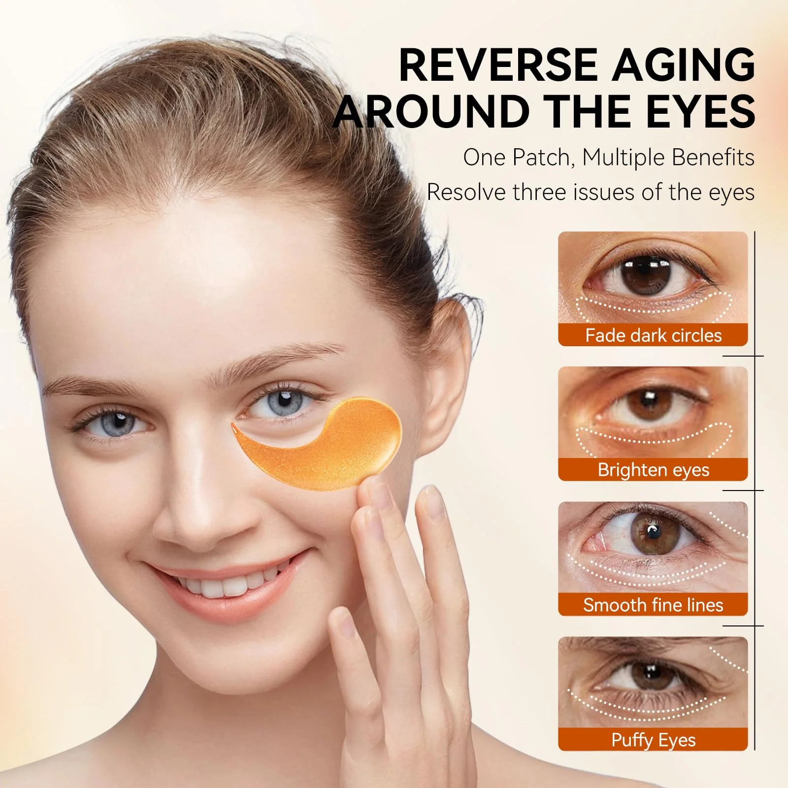 LANBENA Vitamin C Under Eye Patches for Dark Circles and Puffy Eyes, Cooling Eye Masks for Eye Bags, Fine Lines & Wrinkles Reduce, Anti-Aging, with Niacinamide Hydra-Gel Collagen-30 Pairs - Image 5