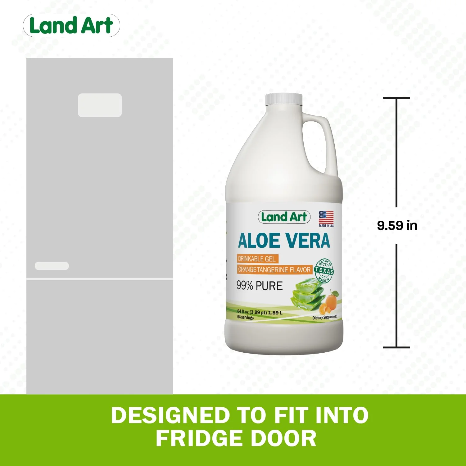 Land Art Pure Aloe Vera Drinkable Gel - Orange Tangerine Flavored - Cold-Processed Inner Filet - from Organic Fresh Leaves from Texas - for Heartburn Relief - Acid Reflux - 64 fl oz - Image 2