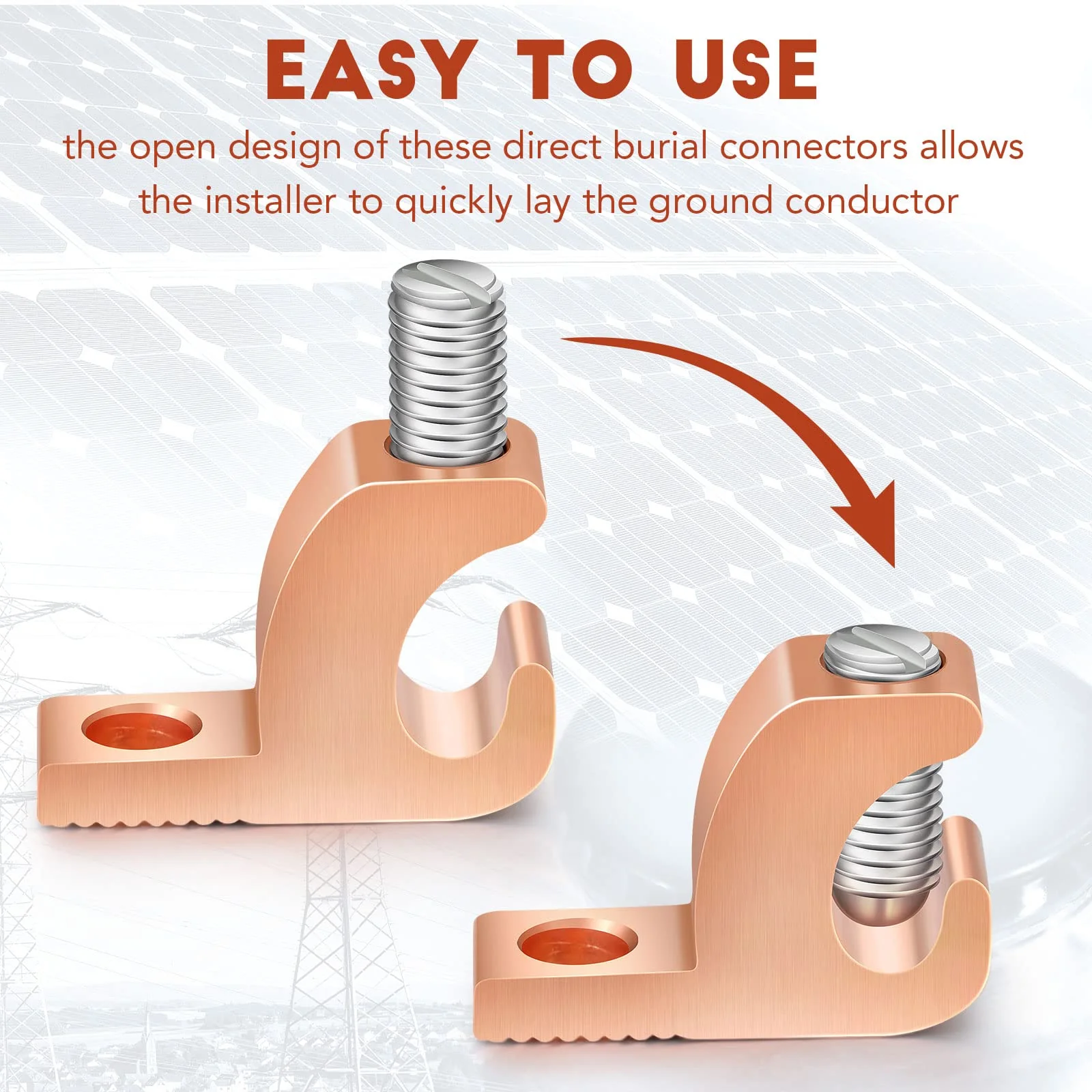 Landhoow 10 Pack Lay in Connector Pool Bonding Lug Copper Conductor Lay in Connector Copper Lay in Lugs AWG for Grounding Swimming Pool and Conduits, 4-14 Wire Range - Image 2